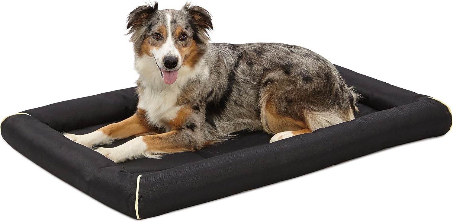 MidWest Homes for Pets Intermediate QuietTime MAXX Ultra-Rugged Dog Bed, Water & Odor Resistant, Bolstered Edge, Non-Slip Bottom, Fits 36-inch Crates, Black