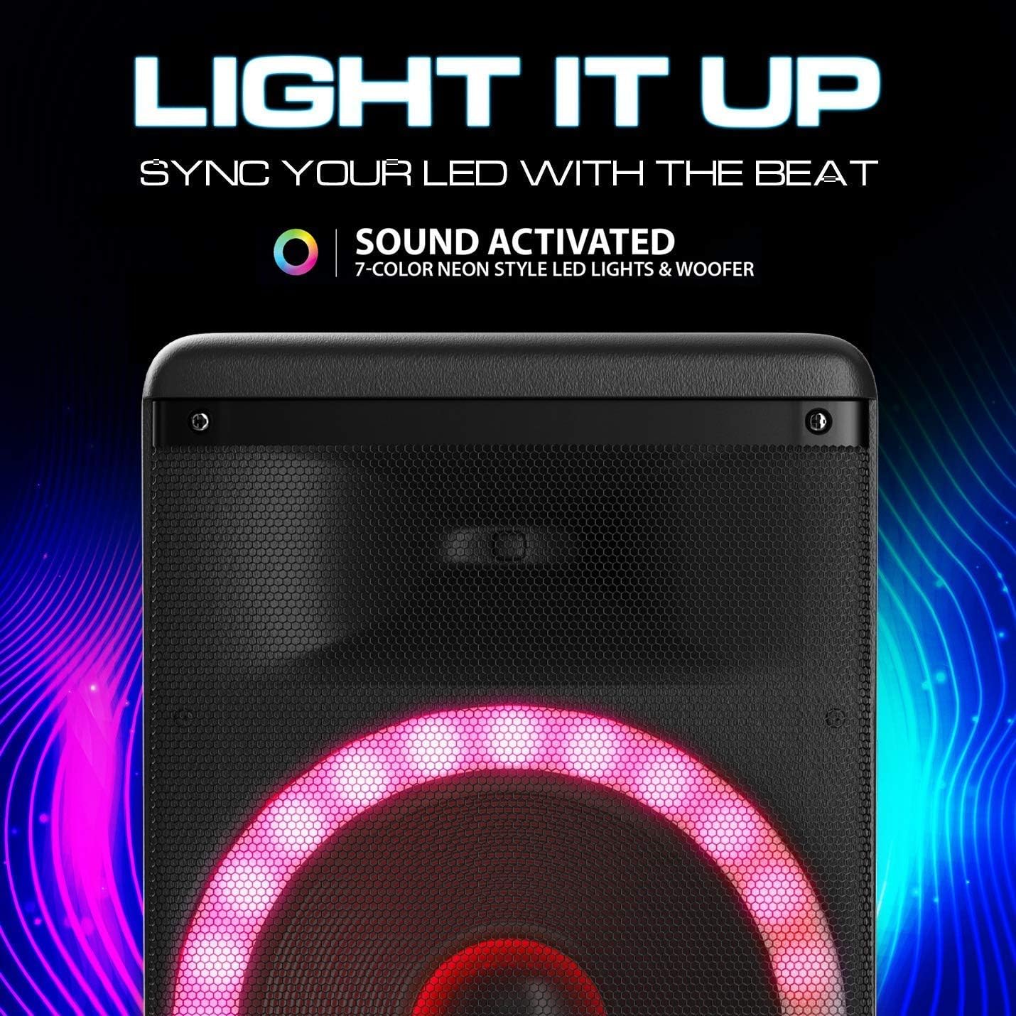 Dolphin Bluetooth Party Speaker with Wired Microphone, 15" Woofer | 3600W Output, WaveSync Pairing, LED Lights, USB, SD, TF & AUX Inputs