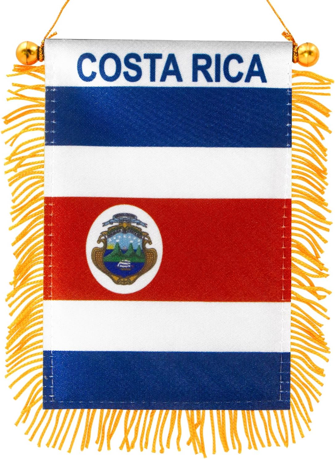 Anley 4 X 6 Inch Nicaragua Fringy Window Hanging Flag - Mini Banner & Car Rearview Mirror Décor - Fringed Nicaraguan Hanging Flag with Suction Cup