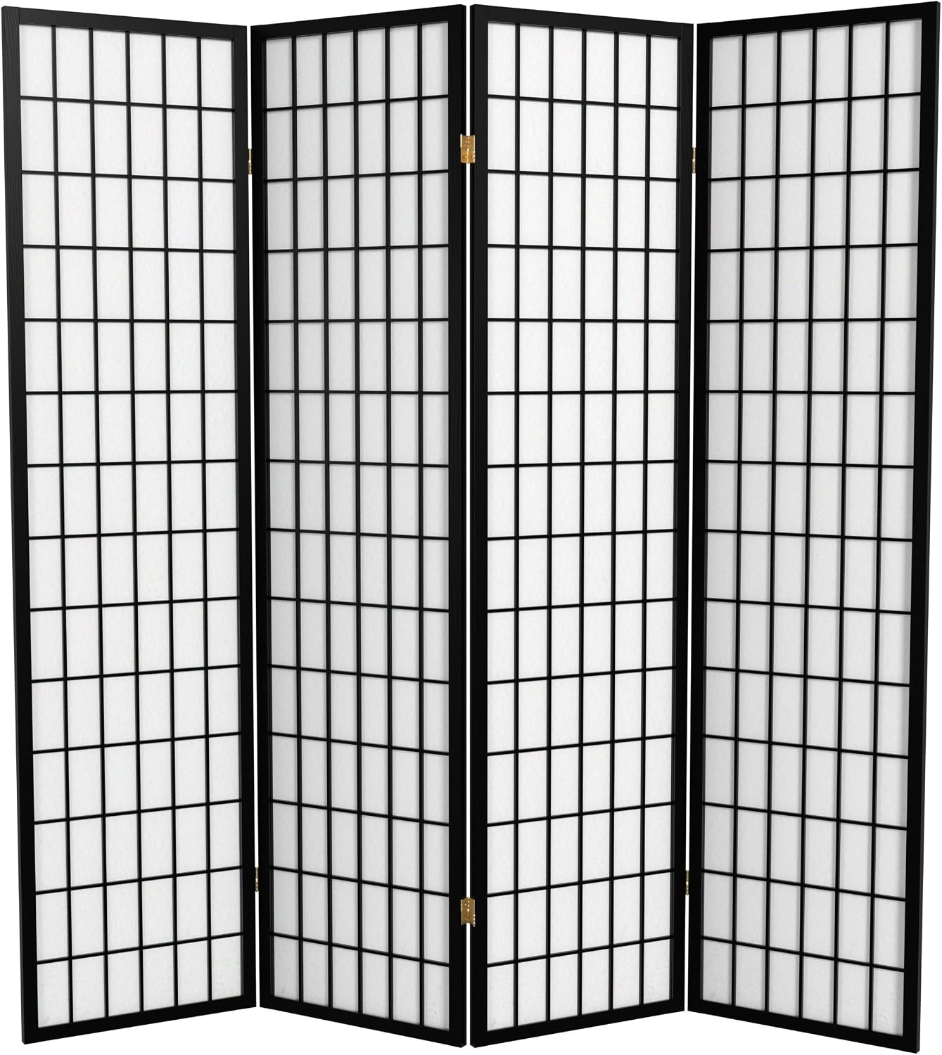 Red Lantern 6 ft. Tall Window Pane Shoji Screen - Walnut - 5 Panels