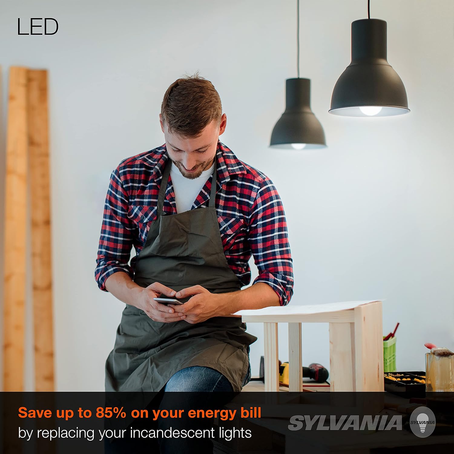 Sylvania LED A19 Light Bulb, 100W = 14W, Non-Dimmable, Frosted Finish, 1500 Lumens, 2700K, Soft White - 4 Pack (78101)