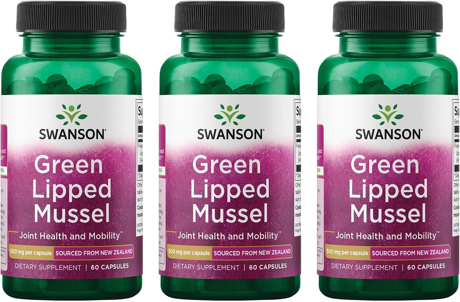Swanson Green Lipped Mussel (Freeze-Dried) (500mg Each, 60 Capsules) | New Zealand Joint Health and Mobility Supplement, Natural Formula May Support Heart Health and Digestive Function