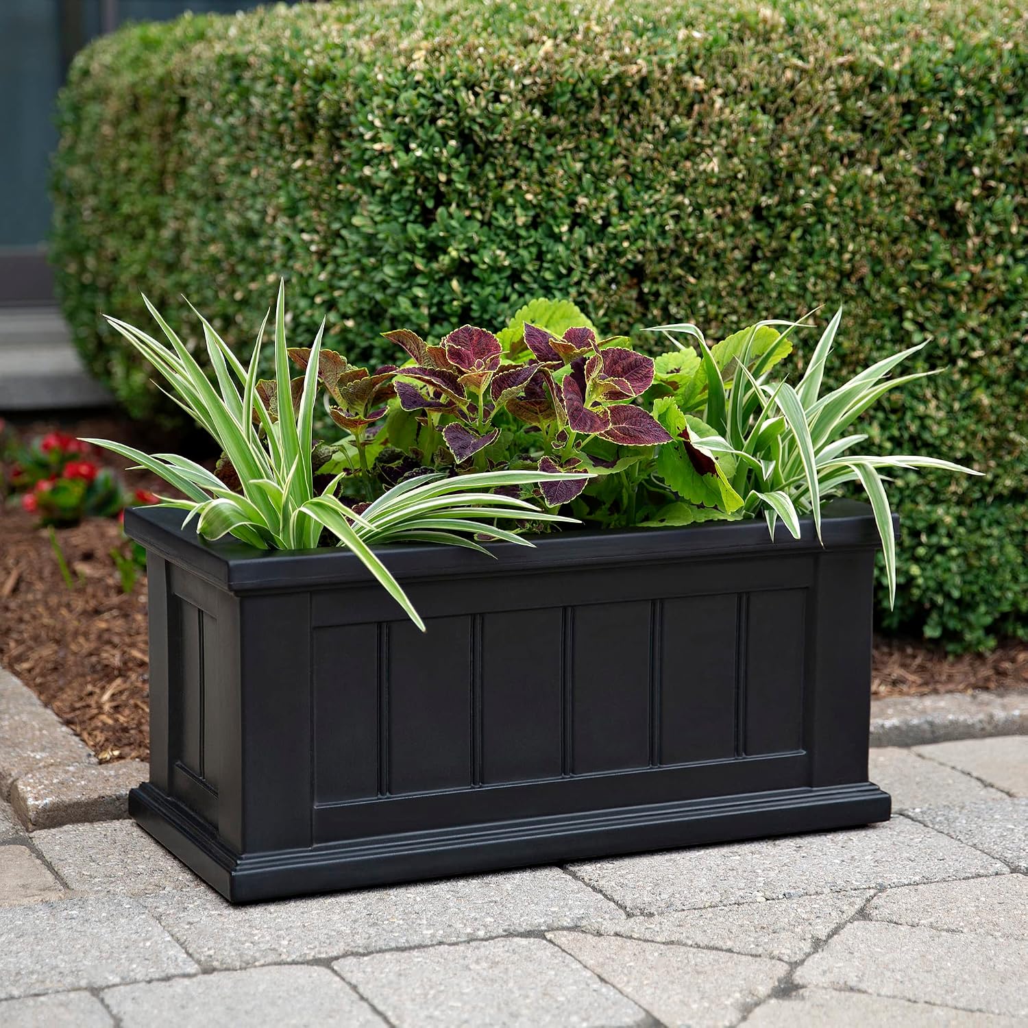 Mayne Cape Cod 24in Self-Watering Rectangular Planter, White | Self-watering, All season, Fade resistant, Double-wall design, 15-year warranty
