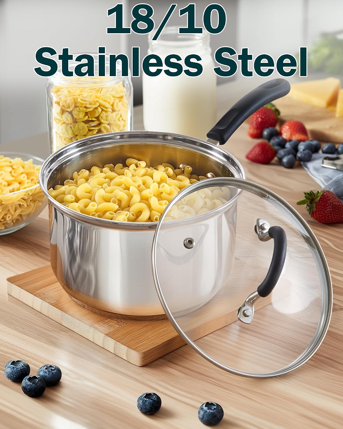 Cook N Home Professional Stainless Steel Cookware Set, 10-Piece | Pots and Pans Kitchen Cooking Set with Stay-Cool Handles, Induction Ready