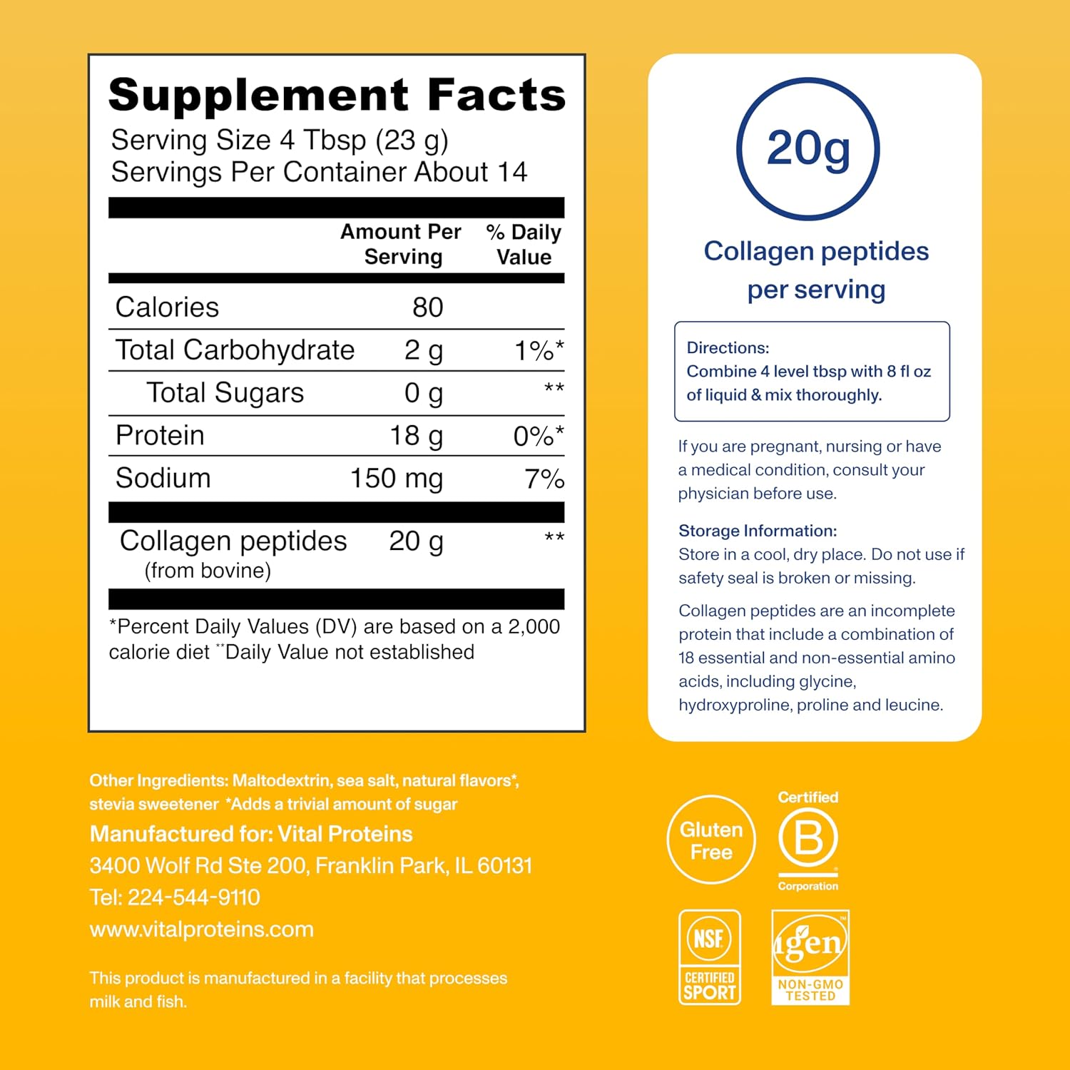Vital Proteins Collagen Peptides Powder, Unflavored Stick Packs, 20 Count | 10g Hydrolyzed Collagen Peptide Per Packet, Supports Hair Skin & Nails, Travel-Friendly Stick Packs, 20 Servings