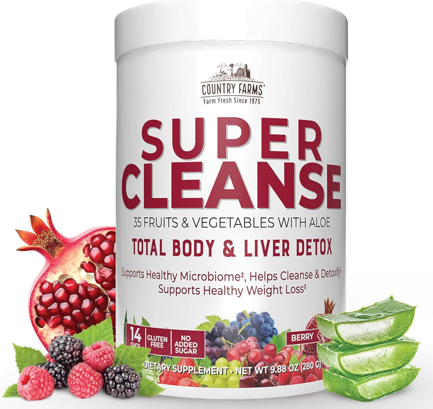 Country Farms Super Cleanse, Super Juice Cleanse, Supports Healthy Digestive System, 34 Fruits and Vegetables with Aloe