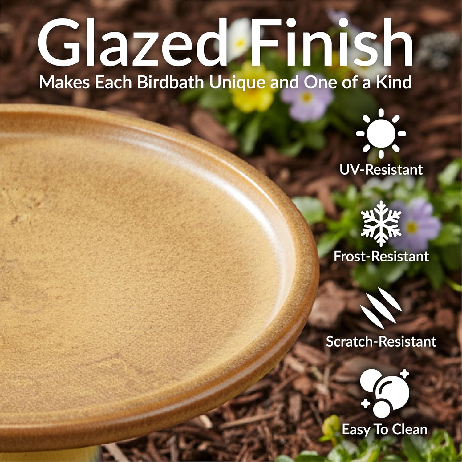 Sunnydaze Ceramic Bird Bath, Weather-Resistant Finish, 21” H, Galaxy Blue