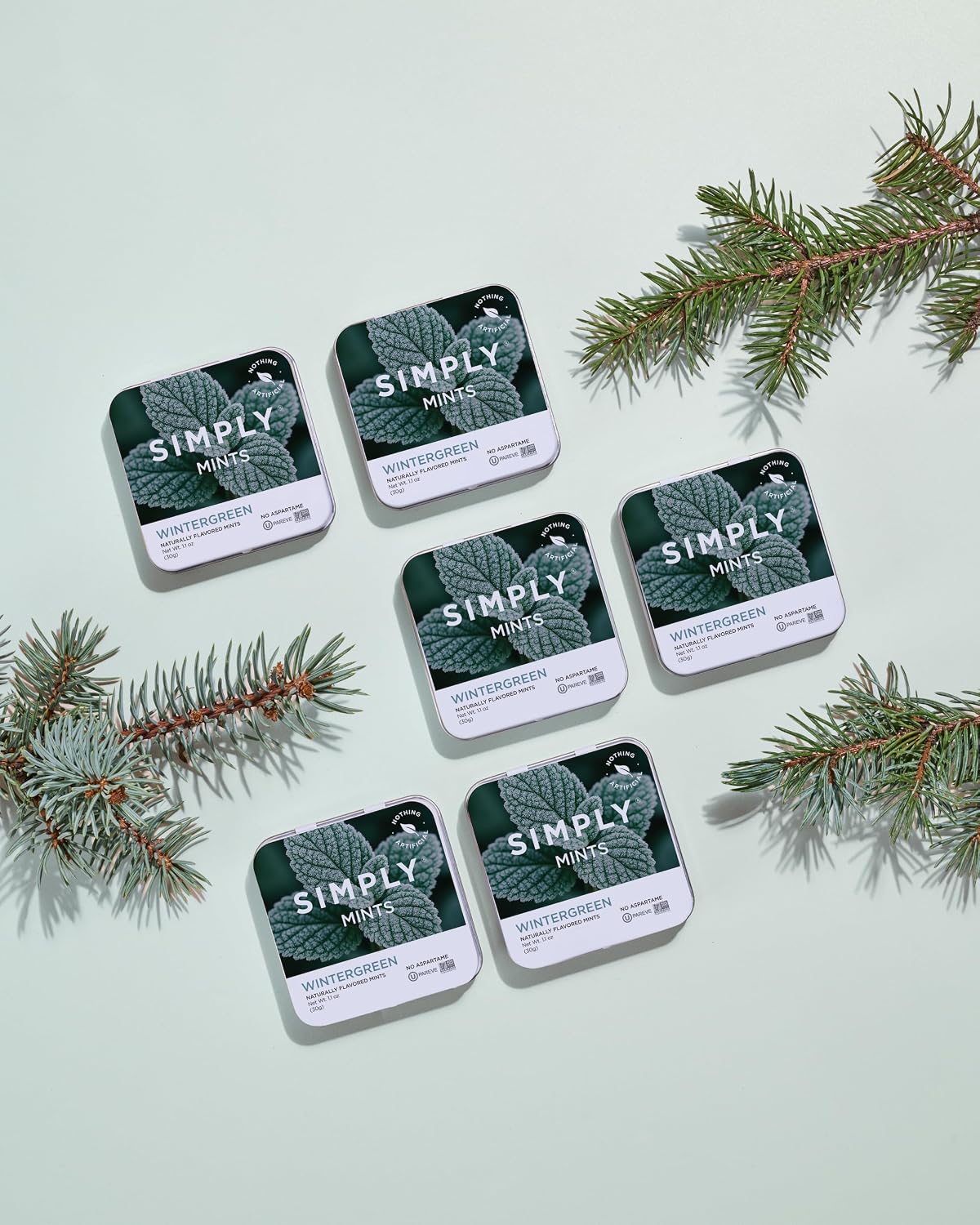 SIMPLY MINTS Natural Peppermint Breath Mints, 6 Pack (180 Pieces), Made With Real Peppermint Oil | Aspartame-Free, Sorbitol-Free, Xylitol-Free, Vegan, Kosher, Non-GMO