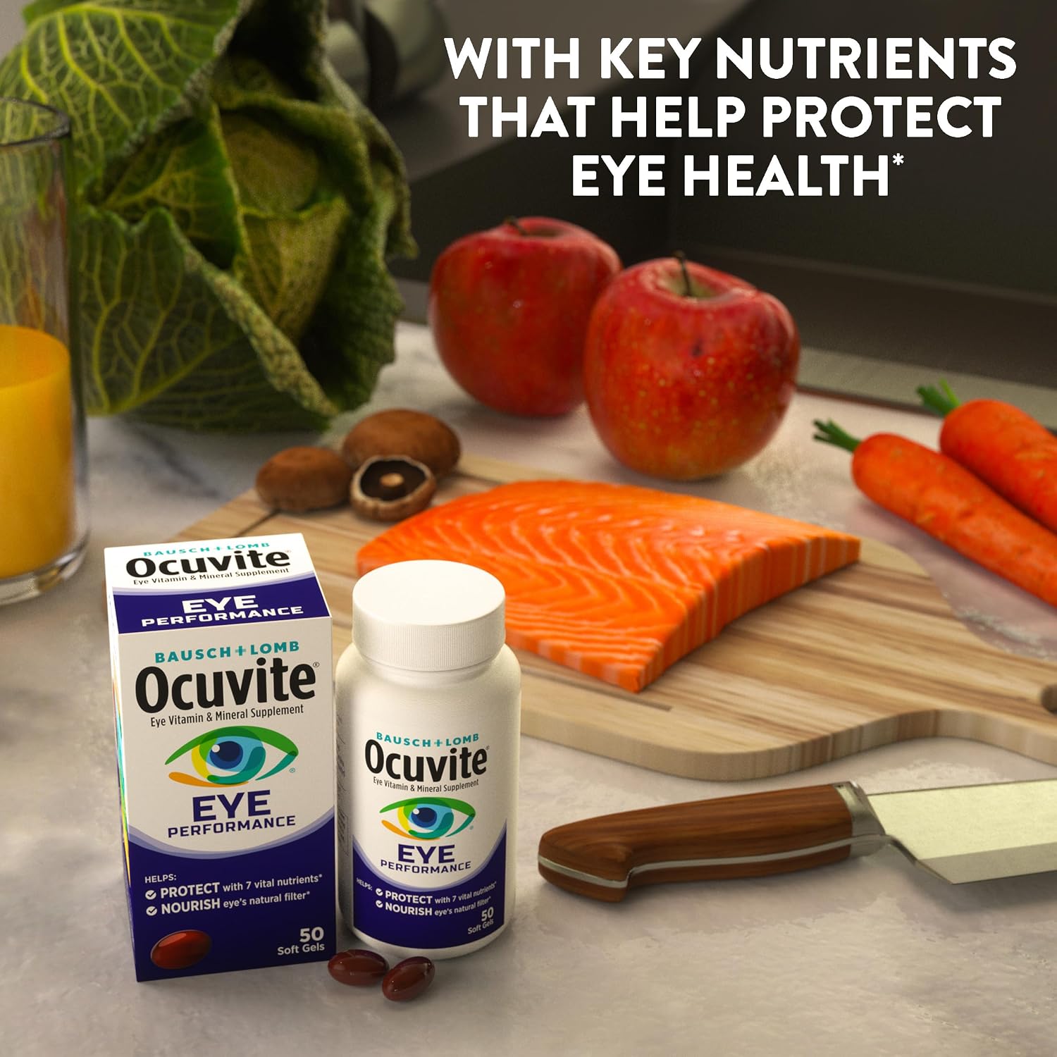 Ocuvite Eye Performance Vitamin & Mineral Supplement, Lutein and Zeaxanthin Supplements, Vitamins C, D, E, Zinc, and Omega-3