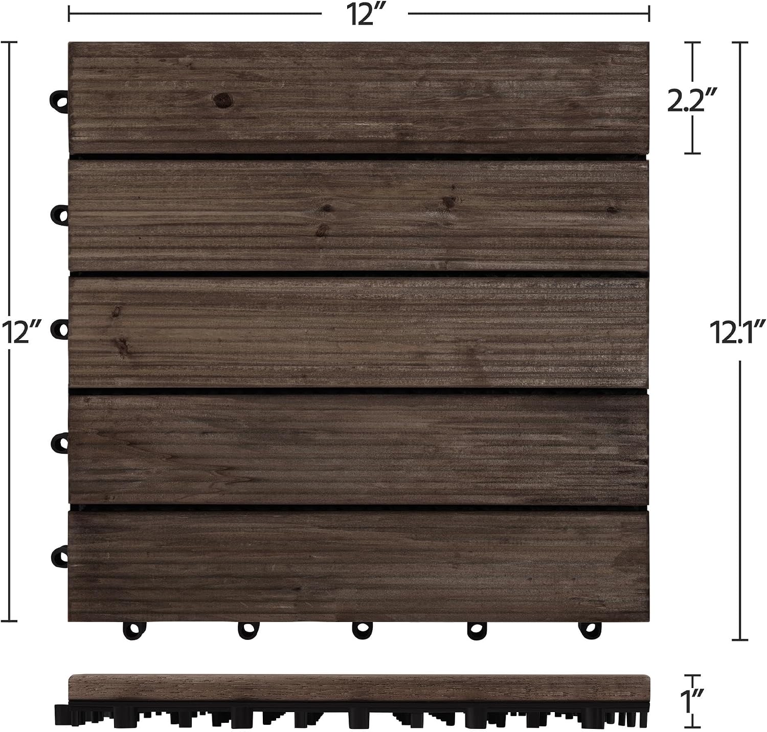 Topeakmart 27PCS Interlocking Deck Tiles 12x12 Patio Flooring, Brown