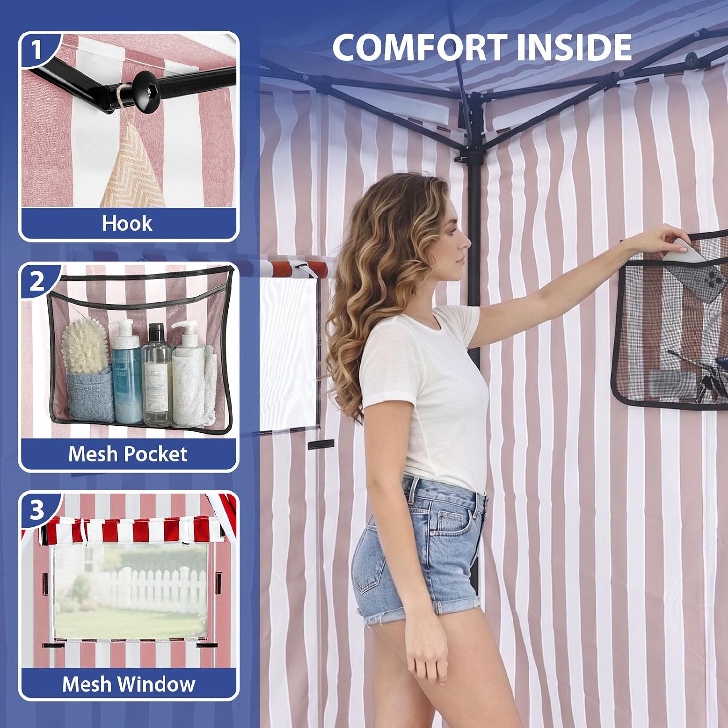 EAGLE PEAK 4x4 Pop Up Changing Tent, Outdoor Changing Room, Gray/White