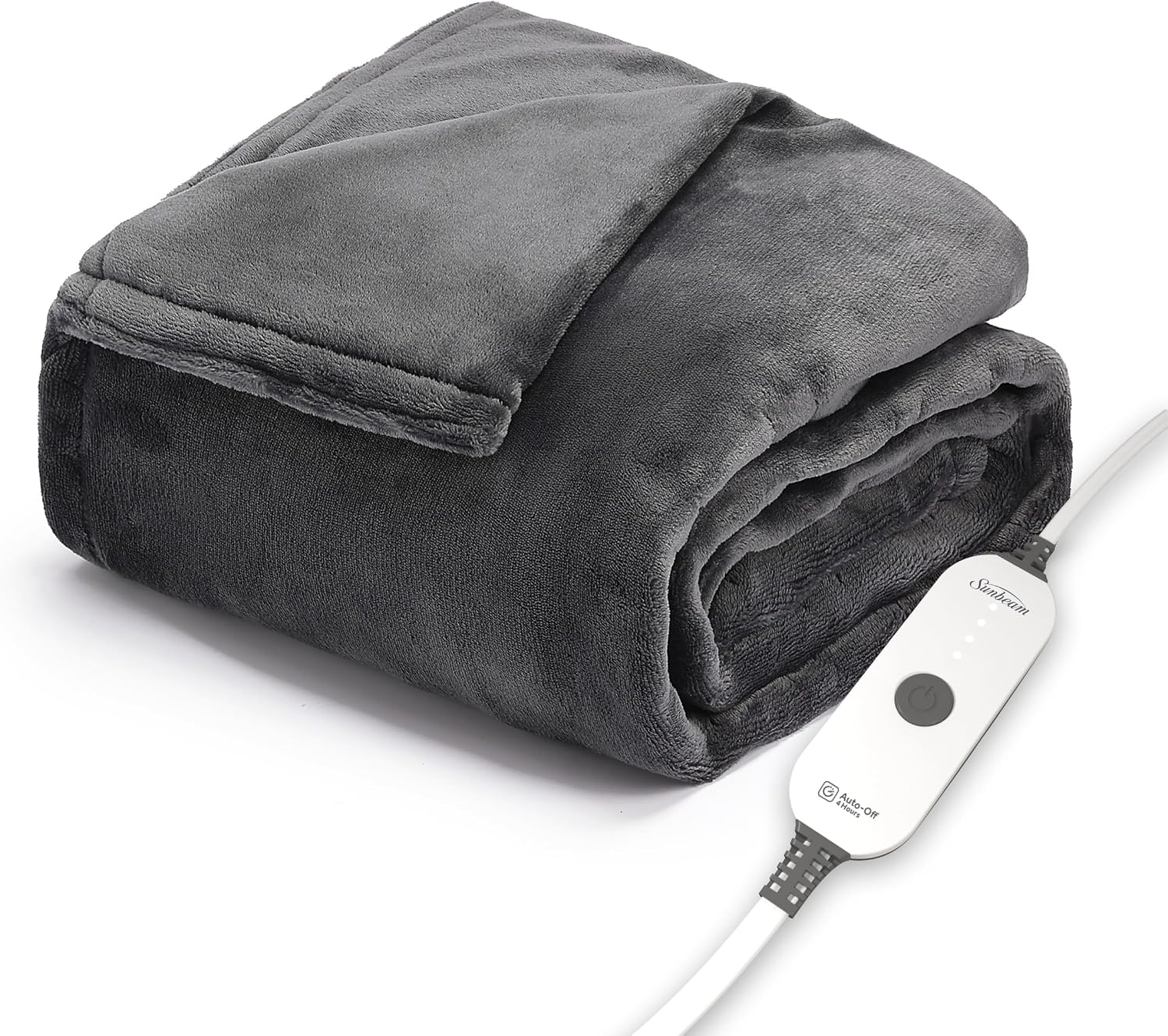 Sunbeam Electric Royal Posh Velvet Heated Blanket, 12 Heat Settings, 12-Hour Selectable Auto Shut-Off, Fast Heating, Warm and Lush, Champagne Color, King, 90" x 100"
