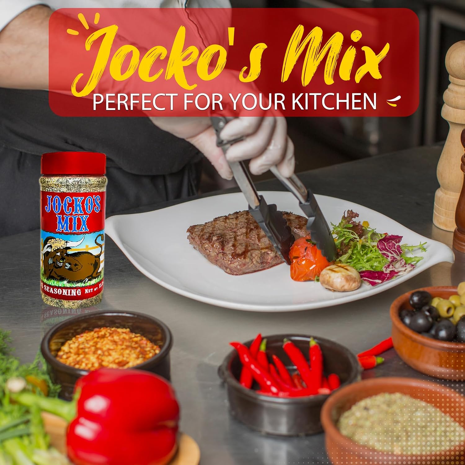 Jocko's Mix Santa Maria Style Seasoning - 15.3oz Bottle Of Tri-Tip, Steak, Pork, and Chicken Seasoning - Santa Maria California Grill - Jocko's Mix for Meat, Seafood Stew & Vegetables, Gluten Free