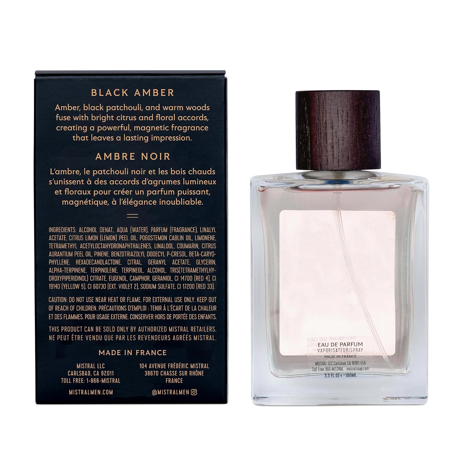 Mistral Bourbon Vanilla Eau de Parfum for Men, Men's Cologne, 3.4 Oz | Warm & Sweet Masculine Scent with Vanilla, Patchouli & Sandalwood, Cruelty-Free, Long-Lasting Perfume, Made in France