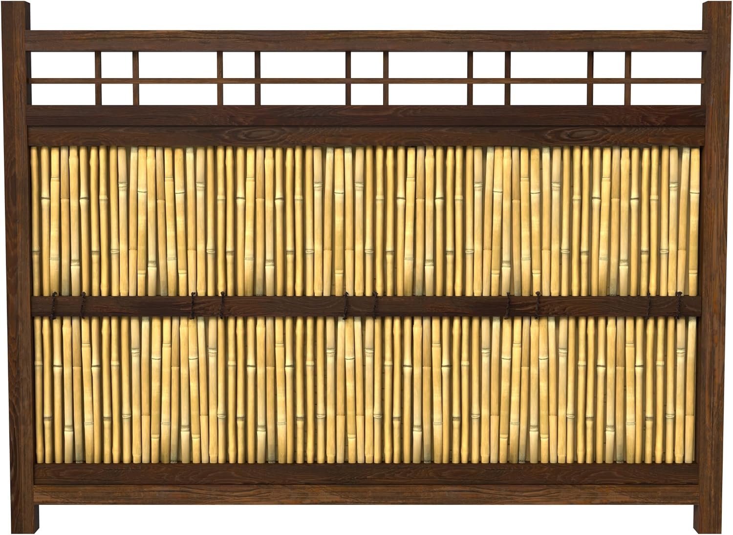 Red Lantern 4 x 1.5 ft. Japanese Bamboo Kumo Fence Panel, 4ft. x 2ft, Brown
