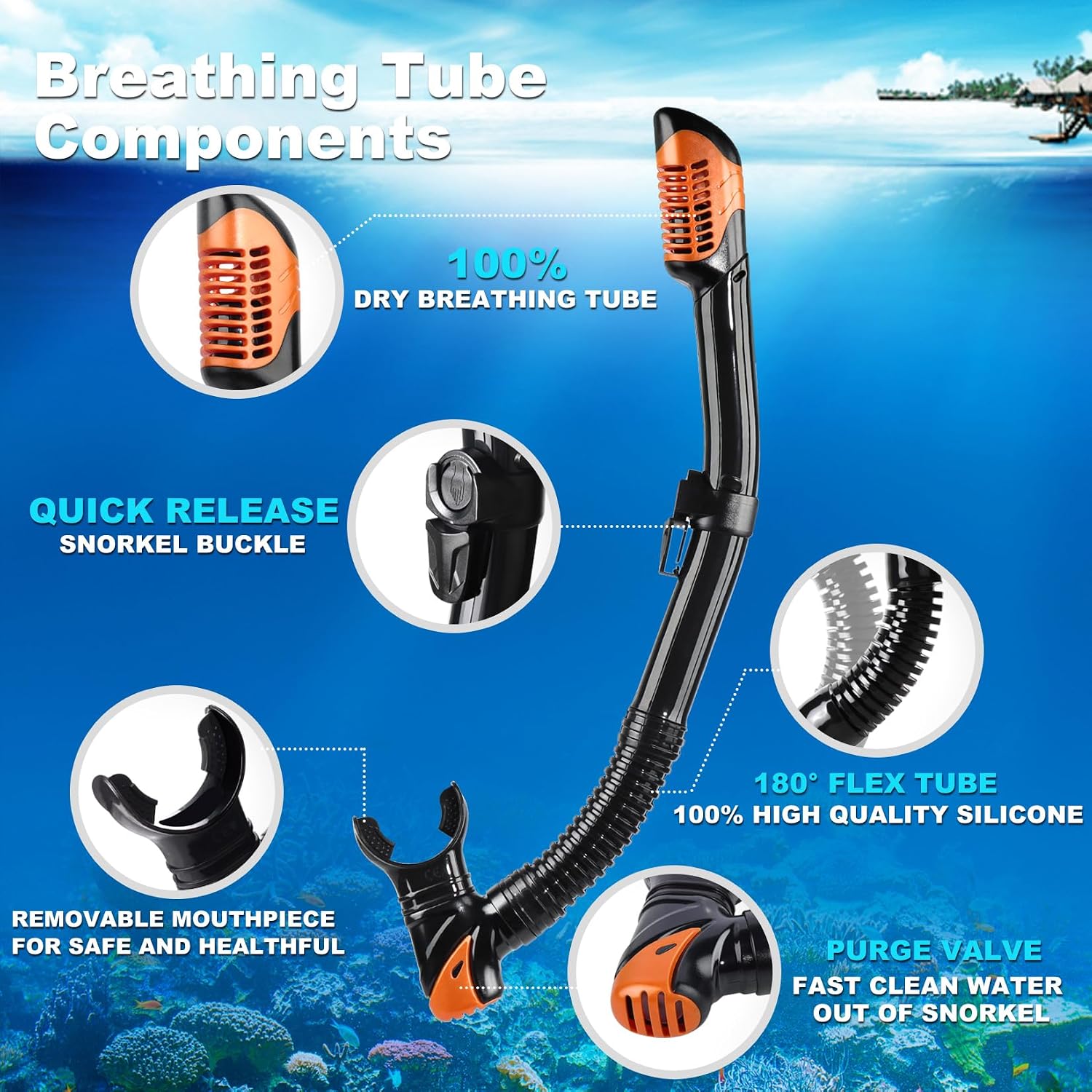 Adult Pano 3 Scuba Diving Mask, Tempered Glass Snorkel Mask Anti-Fog Swim Mask No Leakage Swim Goggles with Nose Cover Snorkeling Gear for Snorkeling