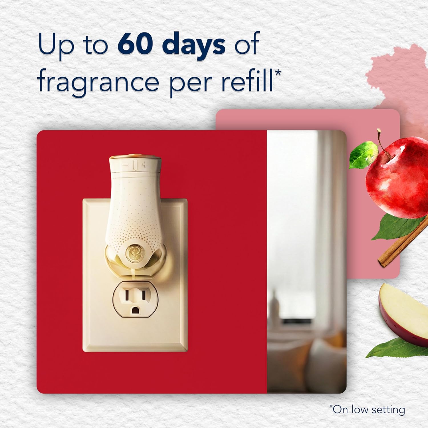 Glade PlugIns Refills Air Freshener, Scented and Essential Oils for Home and Bathroom, Apple Cinnamon, 1.34 Fl Oz, 2 Count