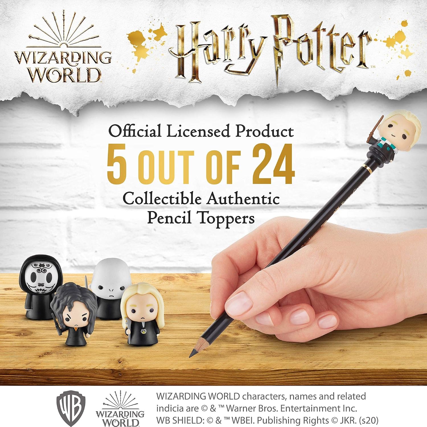 Harry Potter Pencil Toppers, Gifts, Toys, Collectibles – Set of 5 Harry Potter Figures for Writing, Party Decor – Death Eater, Voldemort