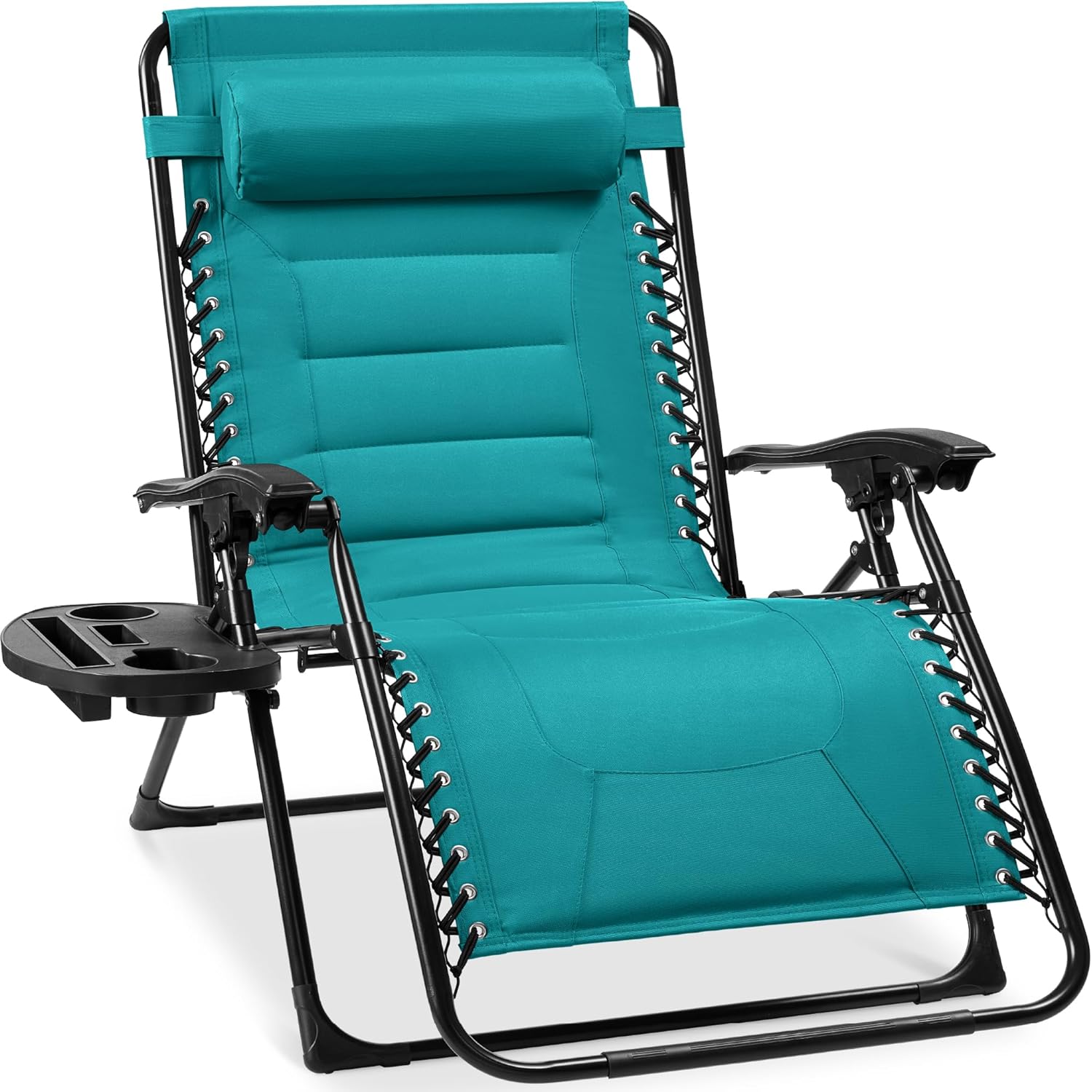 Best Choice Products Oversized Padded Zero Gravity Chair, Folding Outdoor Patio Recliner, XL Anti Gravity Lounger for Backyard w/Headrest, Cup Holder