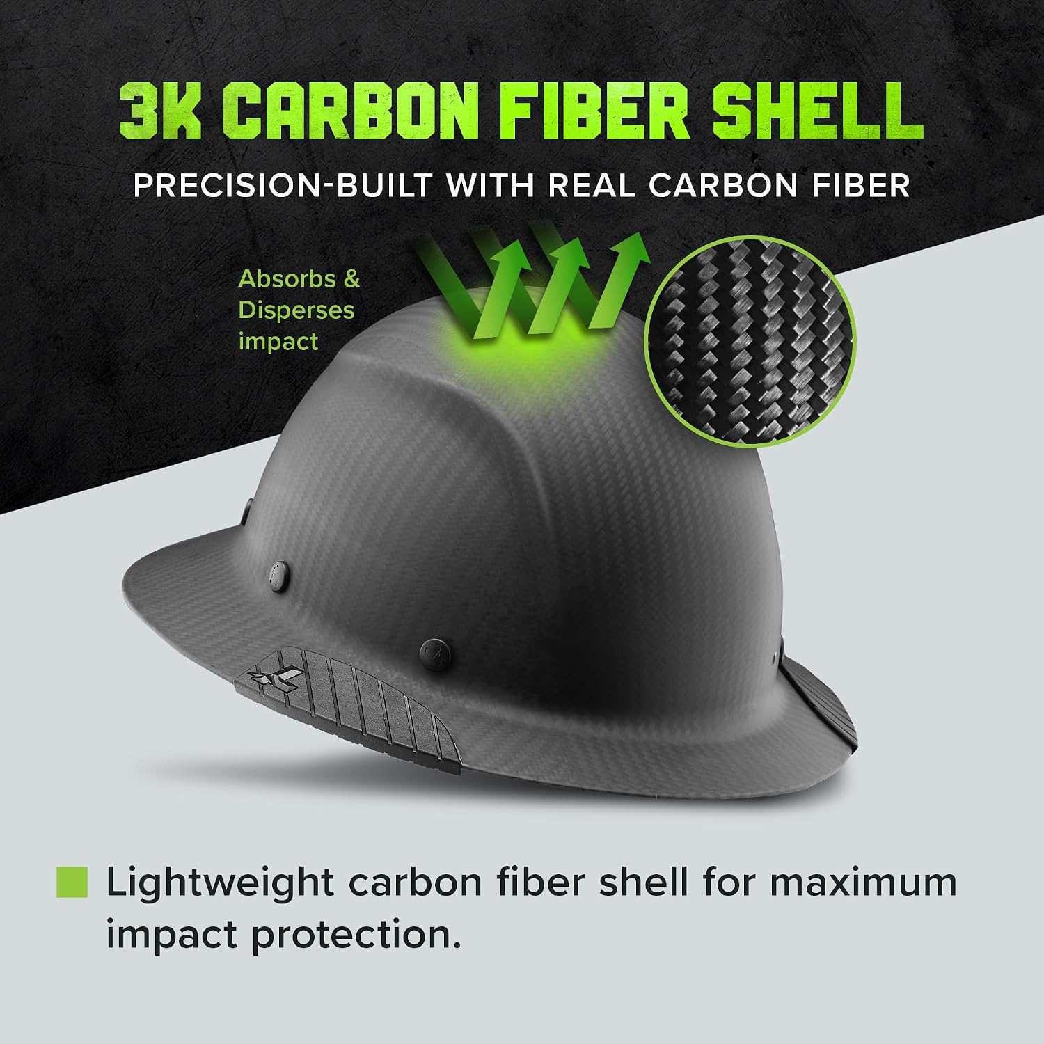 LIFT SAFETY Dax Carbon Fiber Full Brim Hard Hat | Safety/Construction Helmet w/ 6 Point Suspension for Comfort & Impact Protection