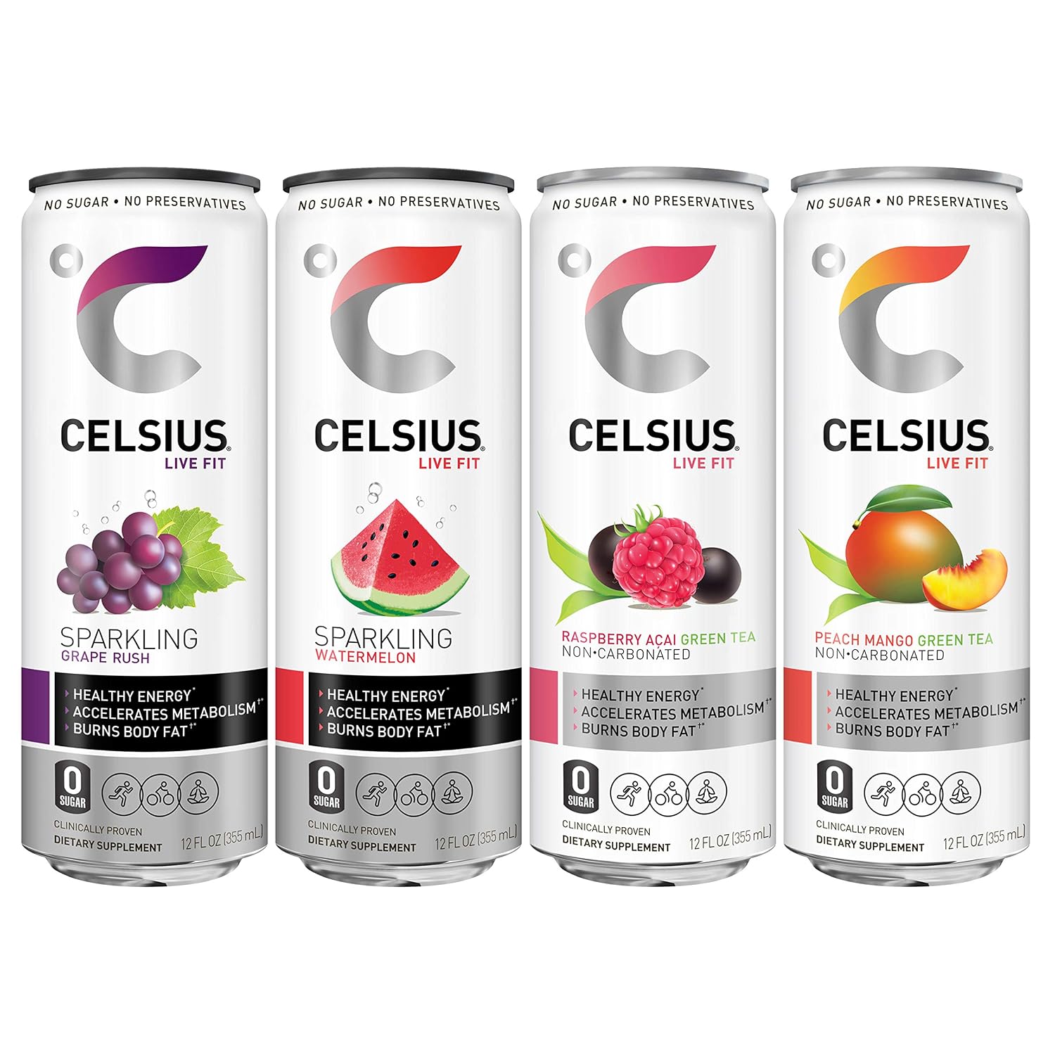 CELSIUS Sparkling Orange, Sugar Free Energy Drink, 12 Fl Oz (Pack of 4)