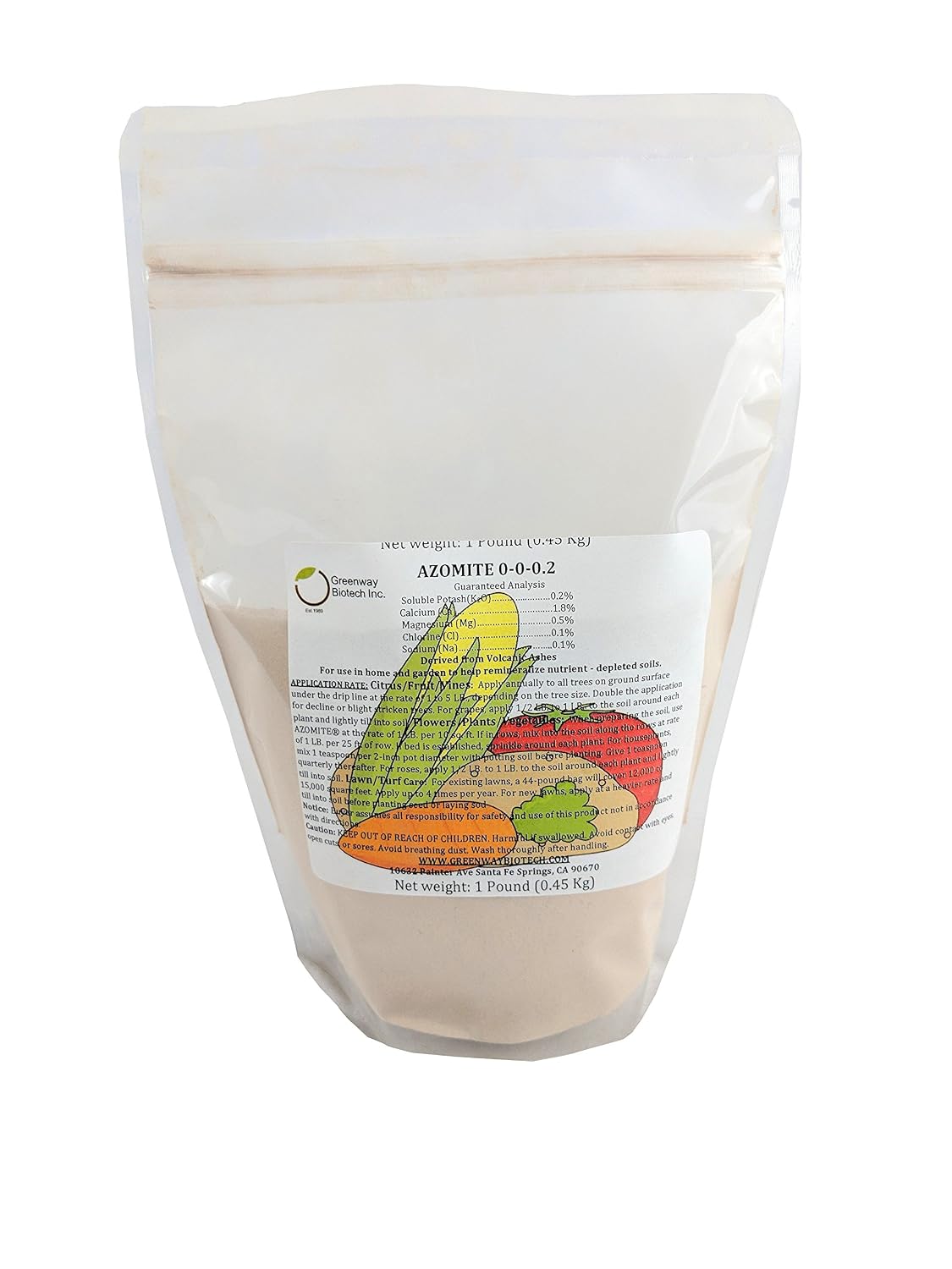 Greenway Biotech, Inc. Azomite Rock Dust Volcanic Ash Organic Fertilizer with Micronutrient & Trace Minerals- Natural Mineral Soluble Plant Fertilizers for Enhances & Increases Crop Yield (1 Pound)