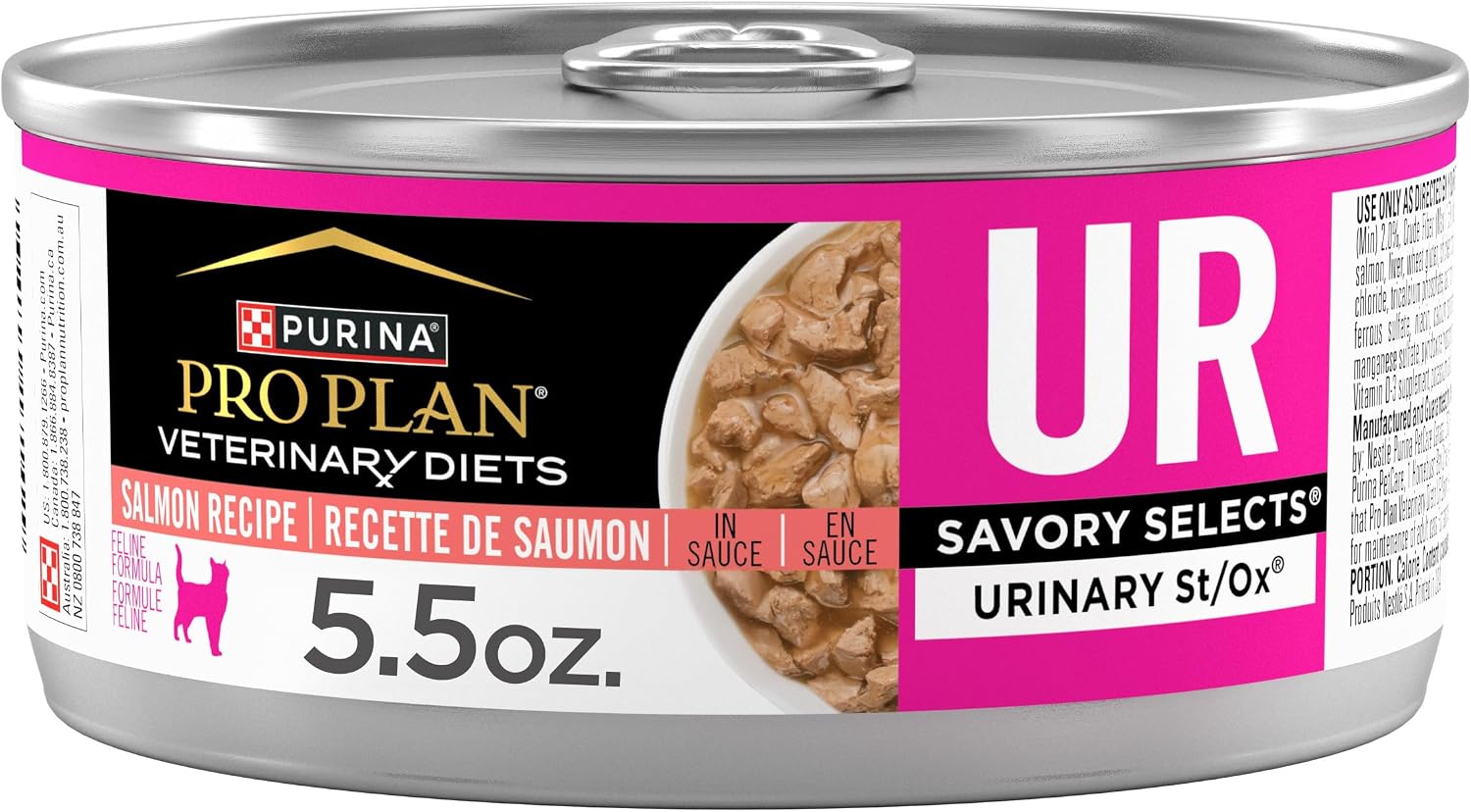Purina Pro Plan Veterinary Diets UR Urinary St/Ox Savory Selects Feline Formula Salmon Recipe in Sauce Wet Cat Food - (Pack of 24) 5.5 oz. Cans