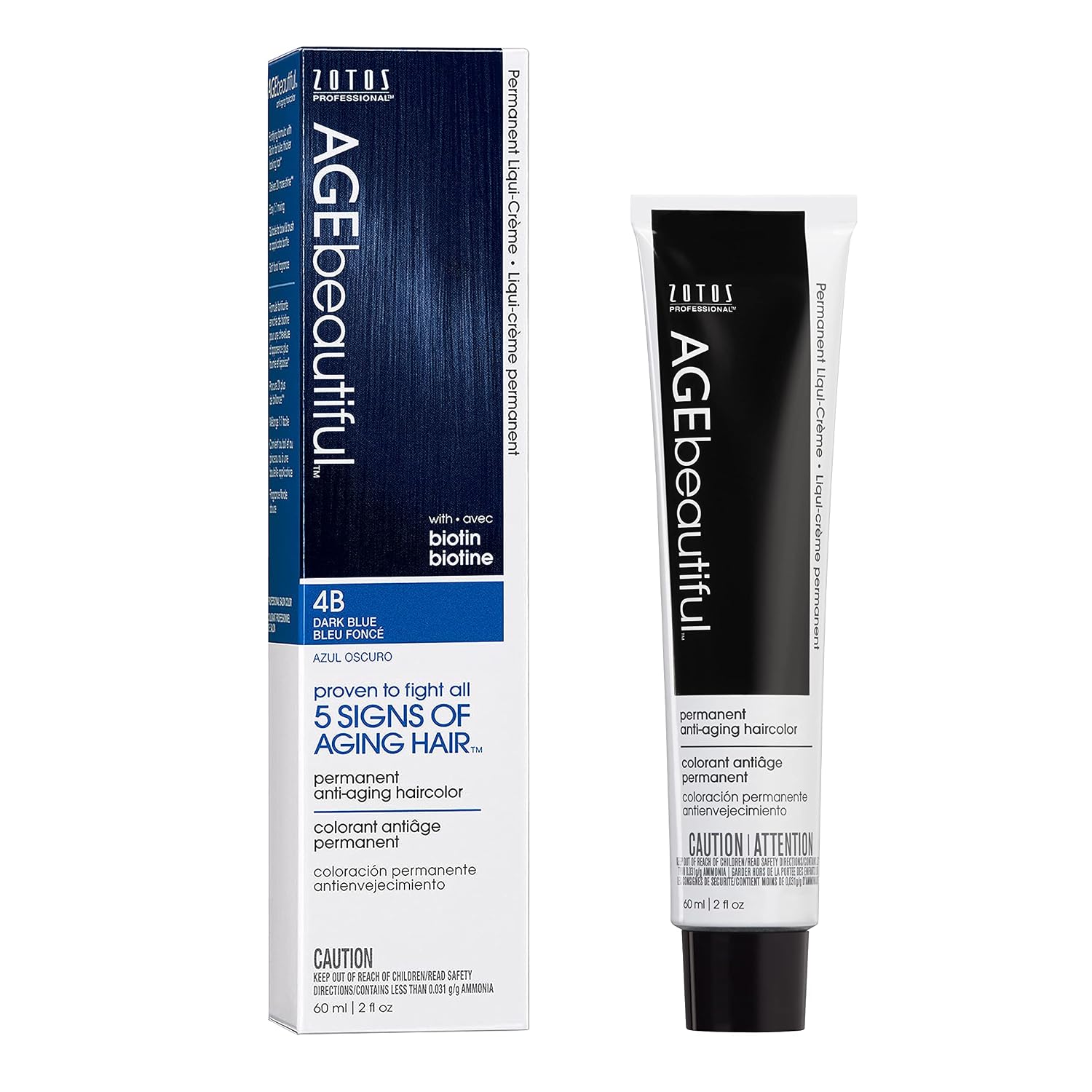 AGE beautiful Permanent Hair Color Cream, 100% Gray Coverage Hair Dye with Biotin Anti-Aging Formula for Fuller, Thicker Hair, Professional Salon Quality