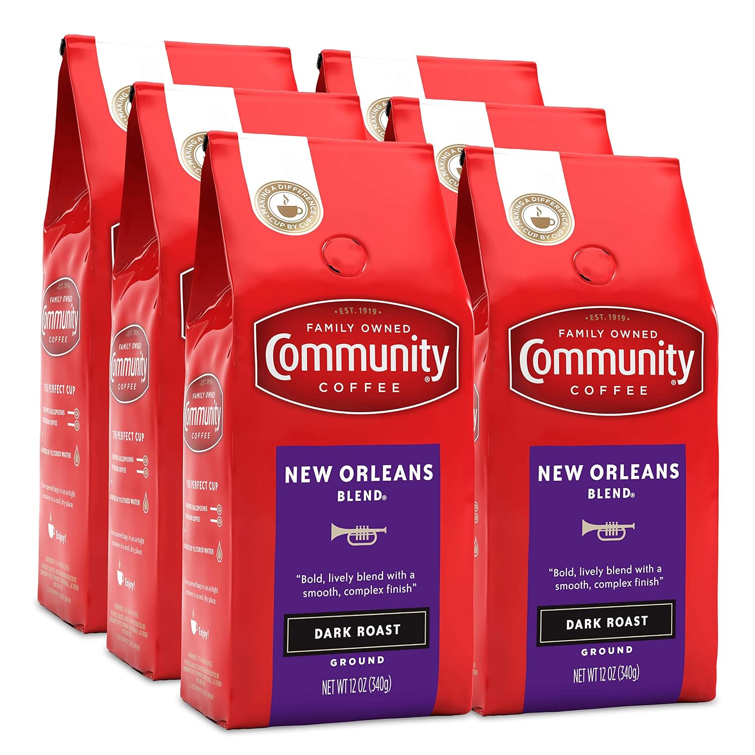 Community Coffee French Roast, Ground Coffee, Extra Dark Roast, 12 Ounce Bag (Pack of 1)