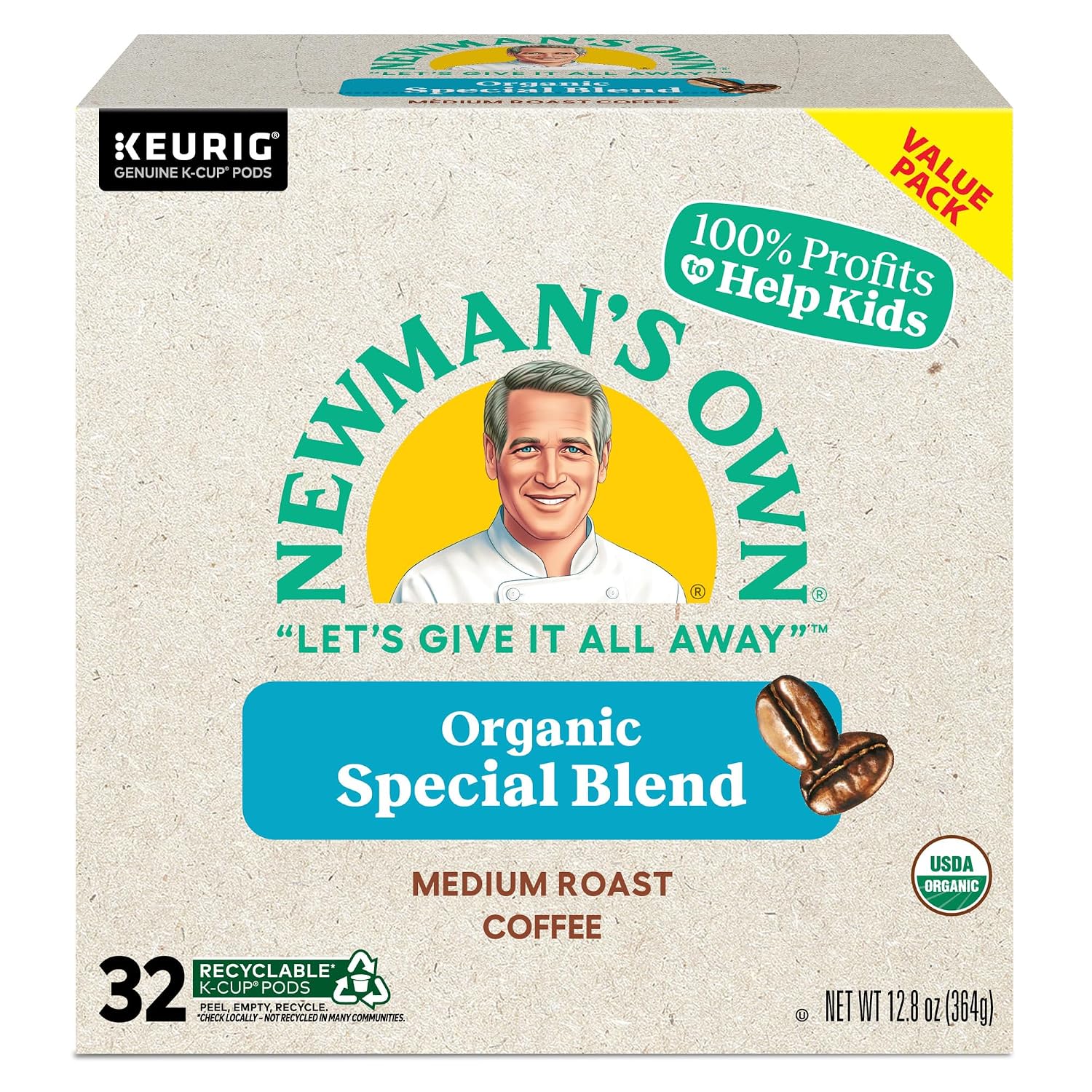 Newman's Own Organics Special Blend Keurig Single-Serve K-Cup Pods, Medium Roast Coffee, 96 Count
