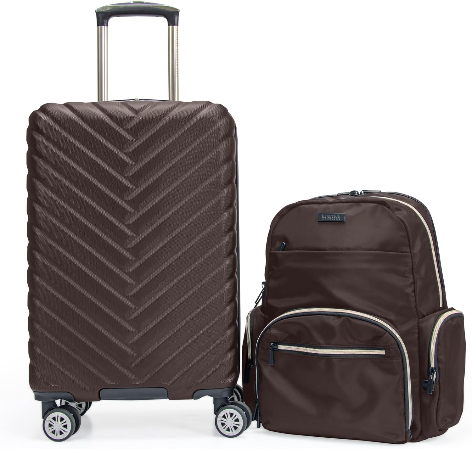 Kenneth Cole REACTION Madison Square Lightweight Hardside Chevron Expandable Spinner Luggage, Black, (28-Inch Checked)