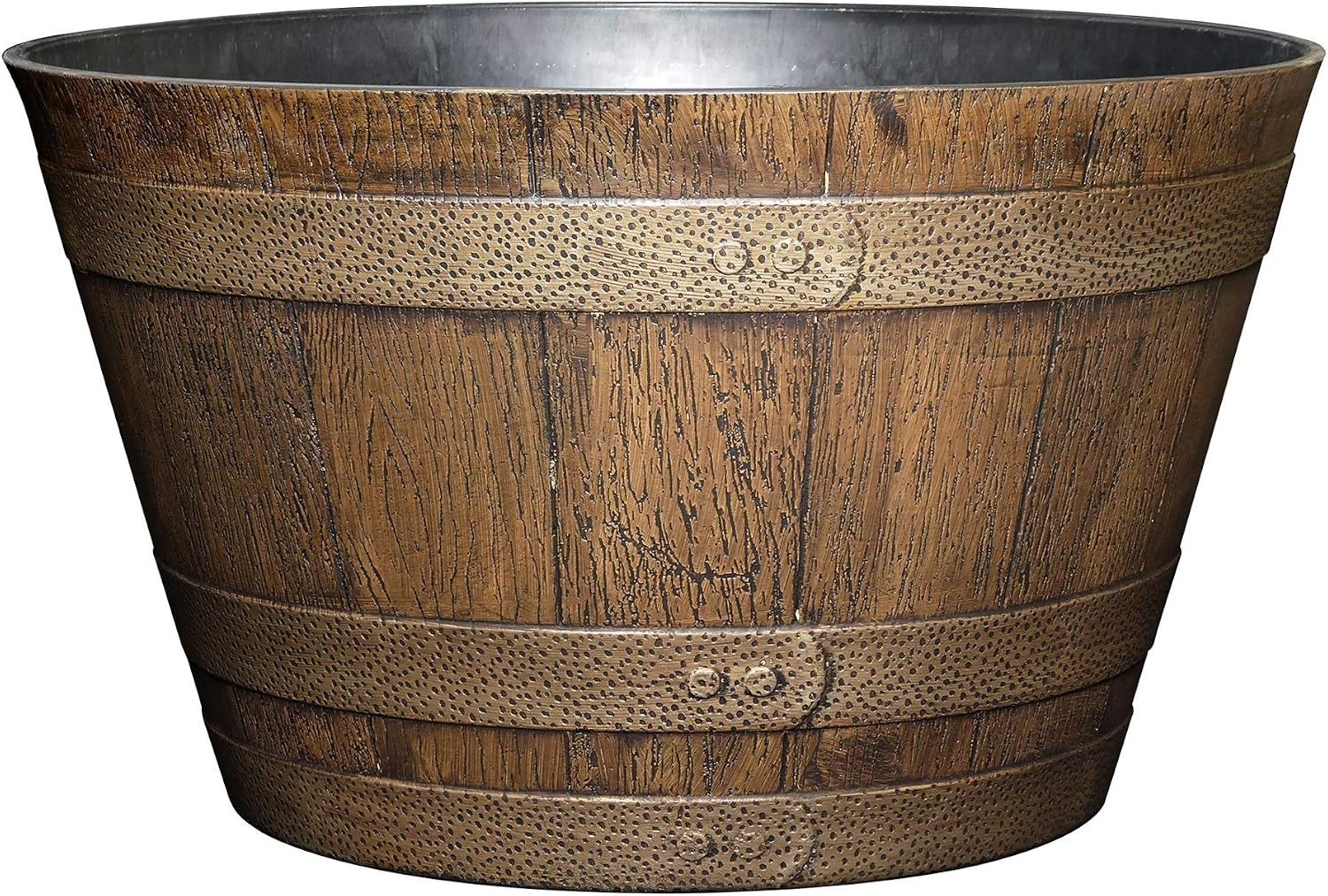 Whiskey Barrel Planter, 20.5", Distressed Oak