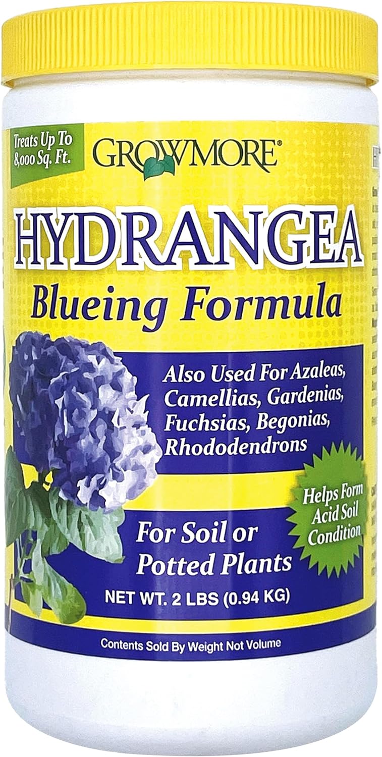 Grow More Hydrangea Blueing Formula - 2lbs of USA-Made Soil Acidifier for Hydrangeas, Azaleas, Gardenias