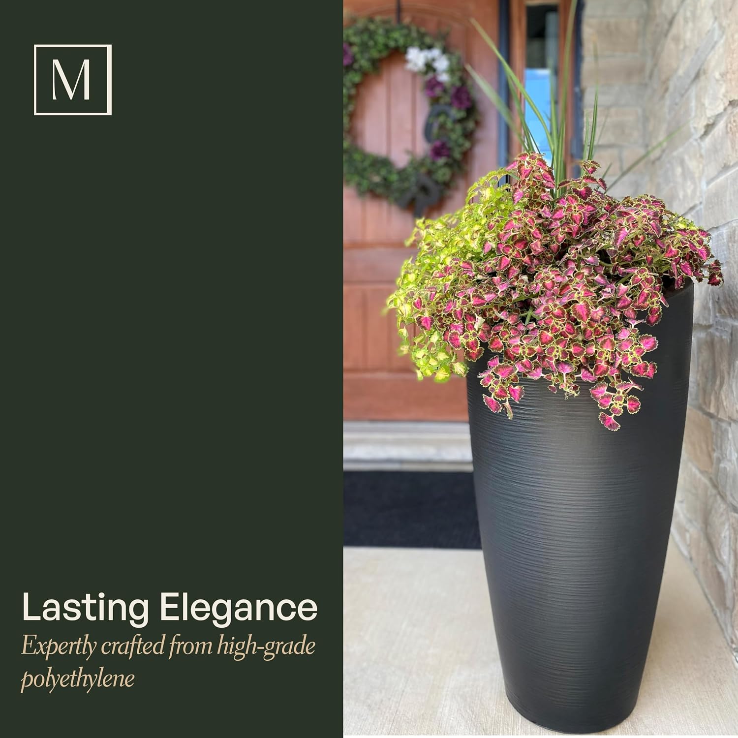 Mayne Modesto 20in Round Modern Planter, Neptune Blue | All season, Indoor/Outdoor, Double-wall design, Fade resistant, 15-year warranty