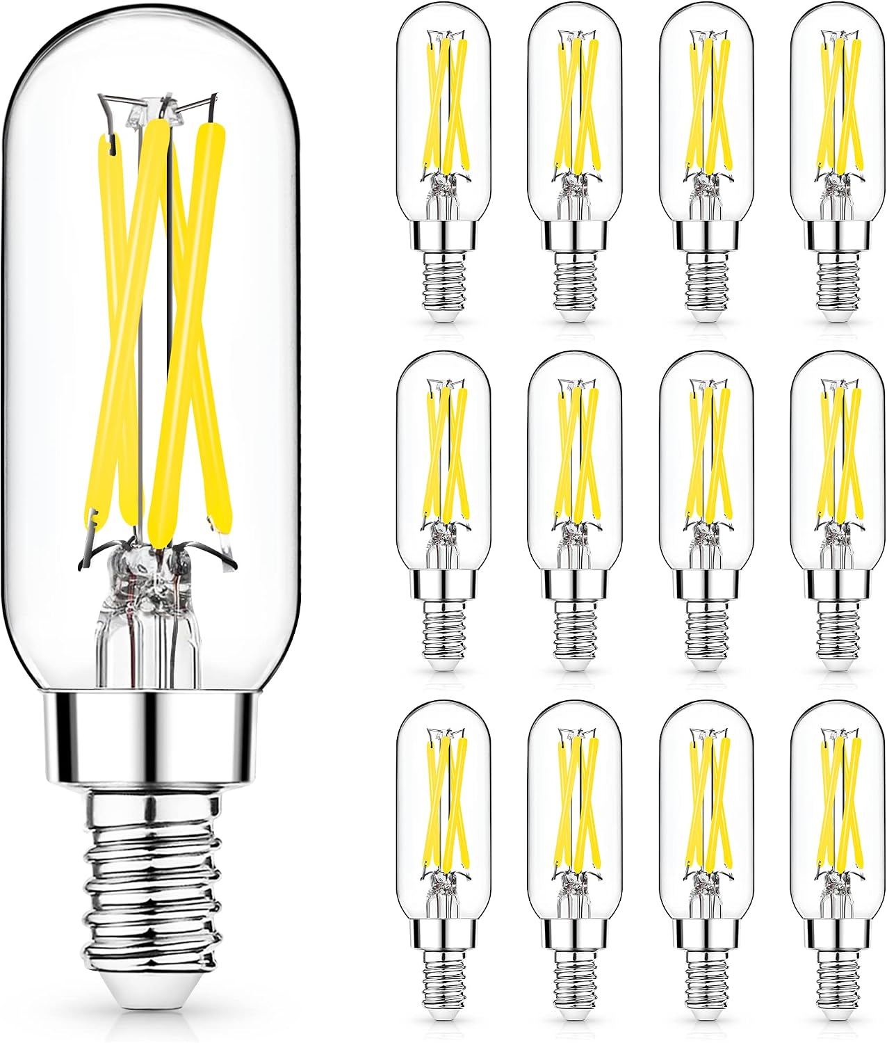 12 Pack E12 LED Edison Bulbs, 4W Dimmable T6, 2700K Warm White | Equal 40W, Dimmable T6 T25 LED Bulb, 420lm, No flicker, Candelabra light bulb for Chandelier, Ceiling Fan, Not E26 Base