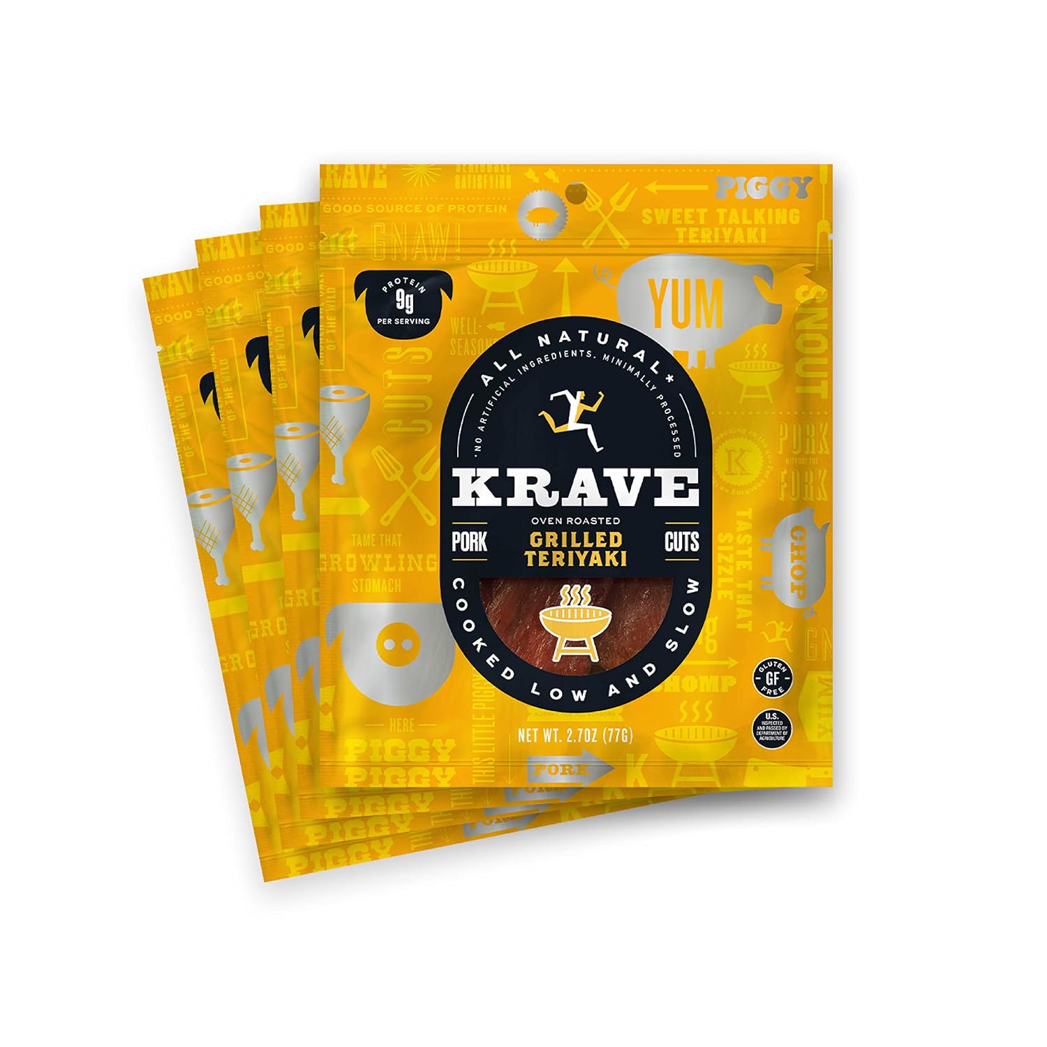KRAVE All Natural Pork Jerky, Black Cherry BBQ - Protein Packed Snacks Roasted for Maximum Flavor - Premium Tender Meat Cuts - Gluten Free - 2.7 Ounce