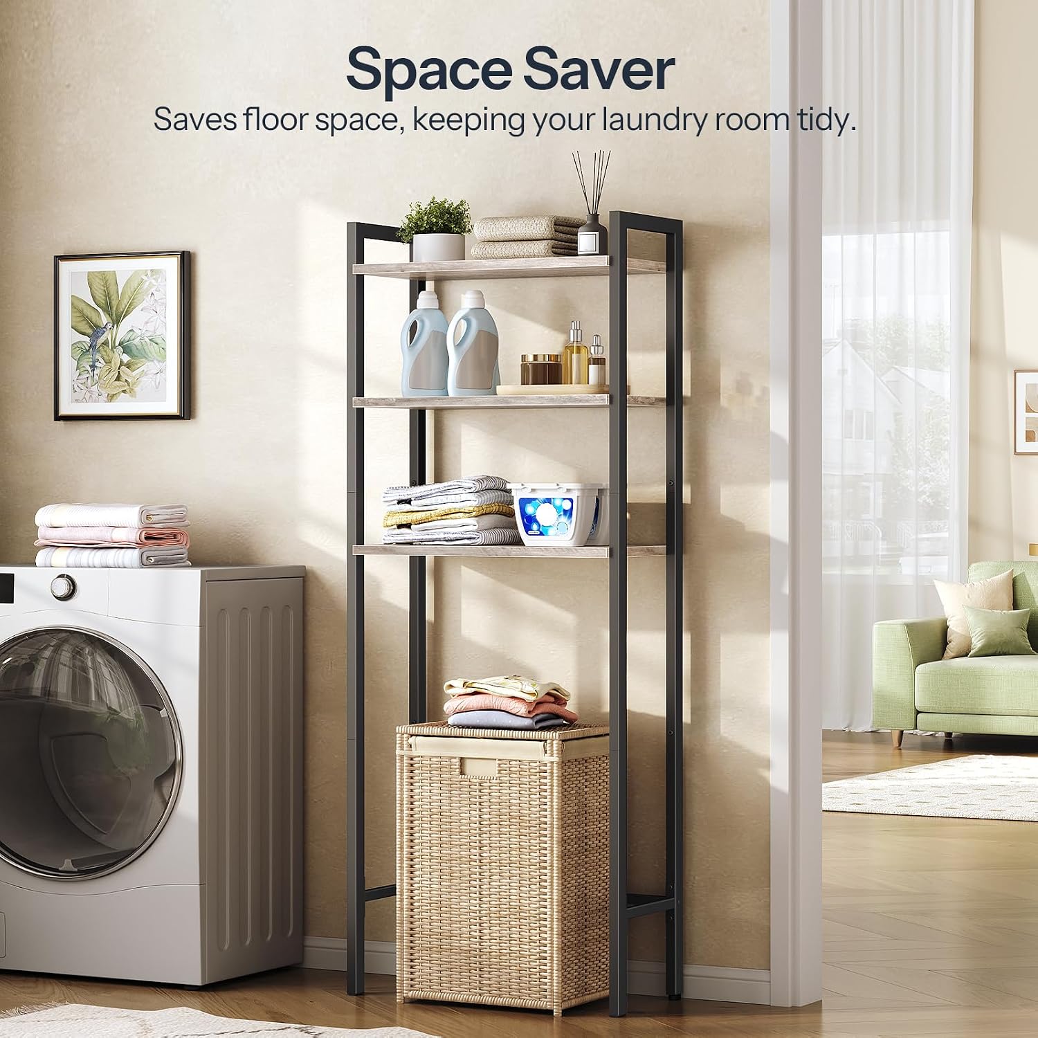 HOOBRO Over The Toilet Storage, 3-Tier Bathroom Organizer Shelf Over Toilet, Freestanding Bathroom Storage Shelves, Space Saver