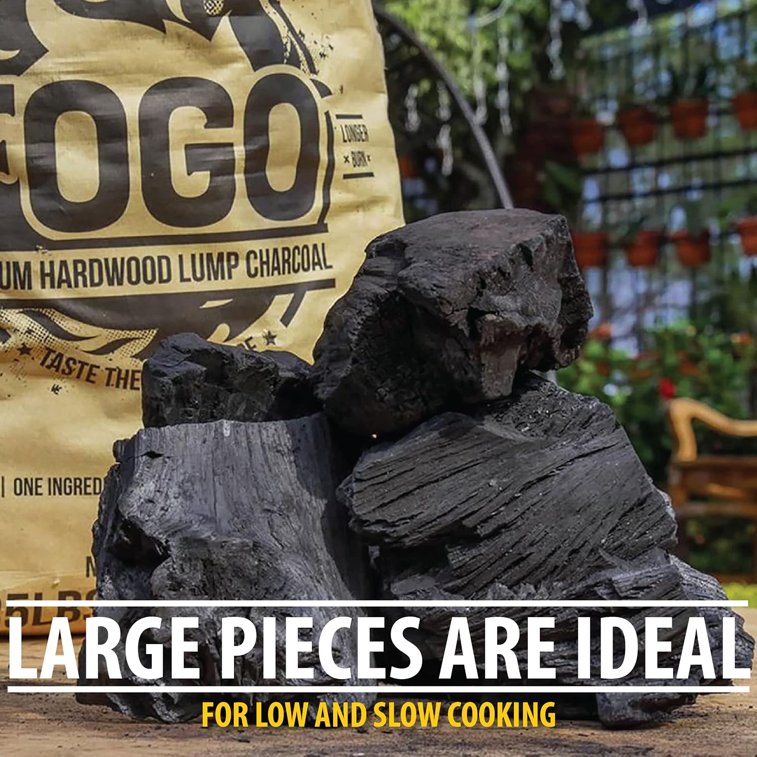 FOGO Super Premium Hardwood Lump Charcoal, Natural, Large Sized Lump Charcoal for Grilling and Smoking, Restaurant Quality, 35 Pound Bag