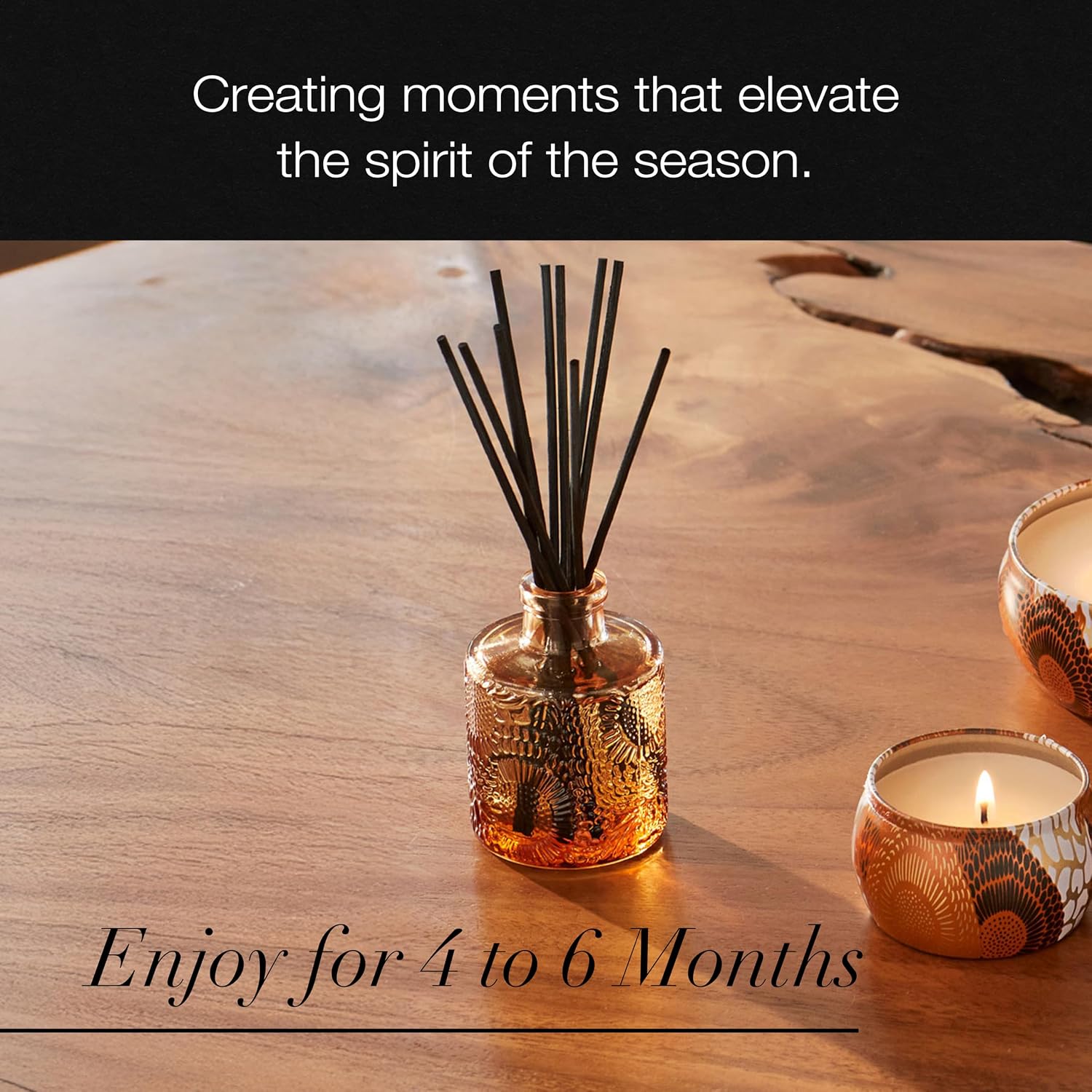 Voluspa Santal Vanille Scented Reed Diffuser, 3.4 oz, Luxury Santal Diffuser, Oil Reed Diffusers for Home, Handcrafted in the USA