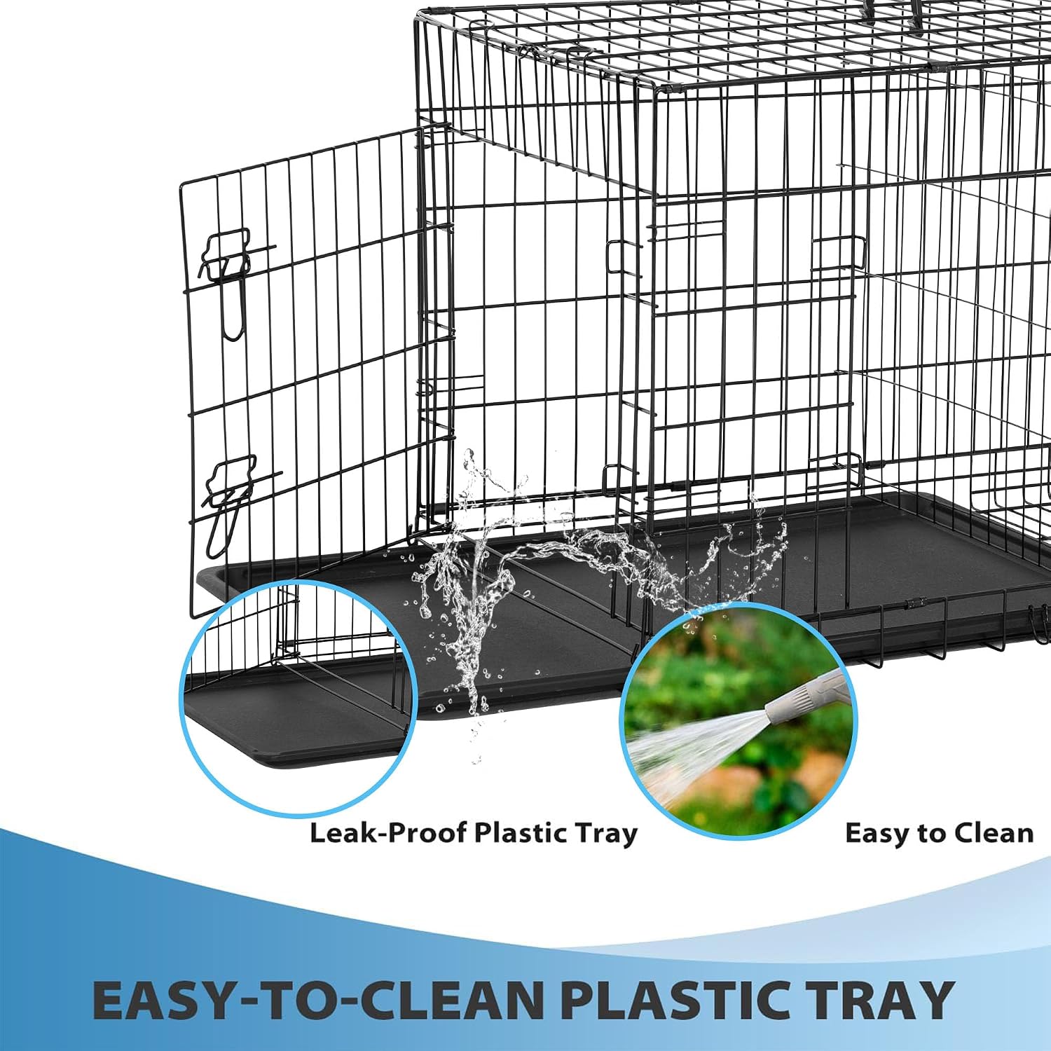 BestPet | Dog Crate | 48" | Black | Foldable Metal Kennel with Double Doors