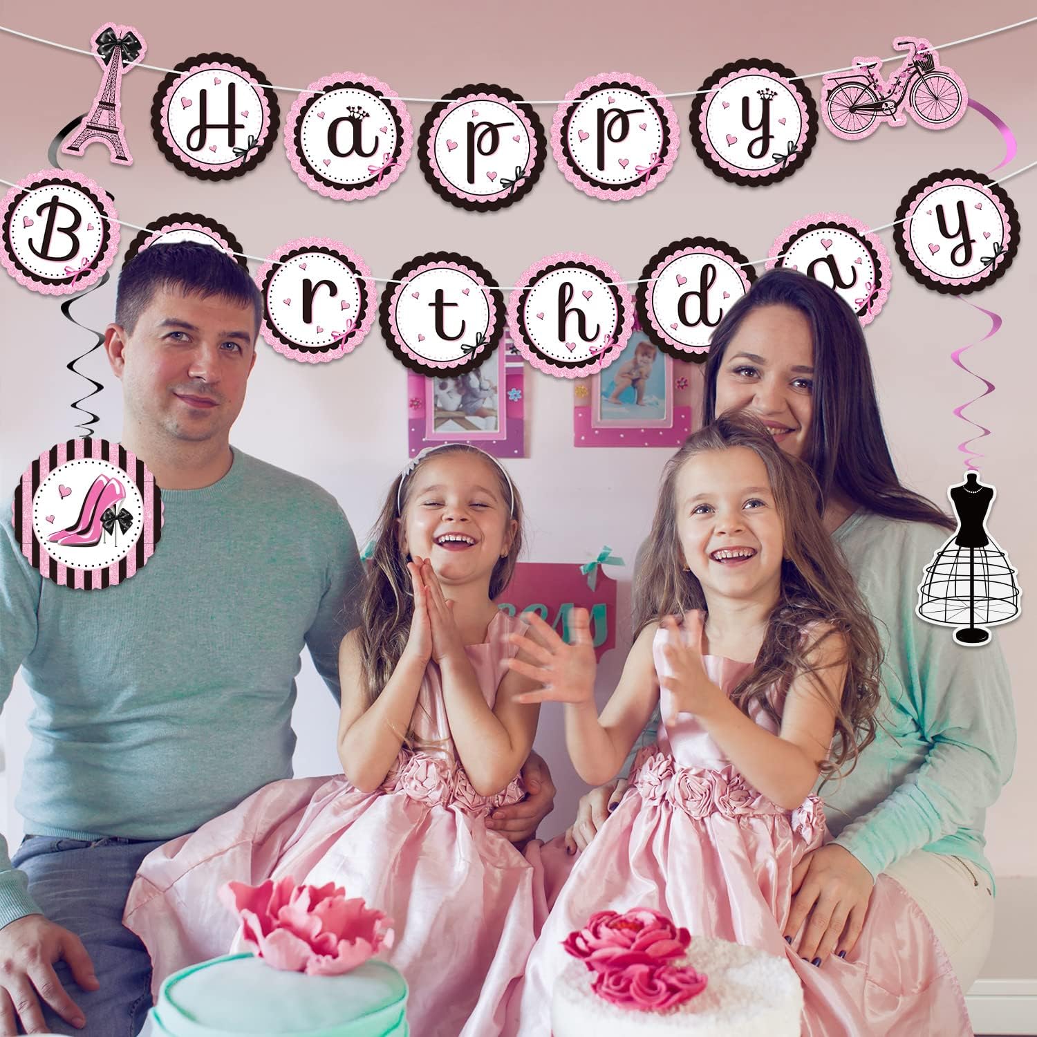 Outus Paris Birthday Party Decorations Set, Eiffel Tower Themed Decoration for Oh La La Baby Shower