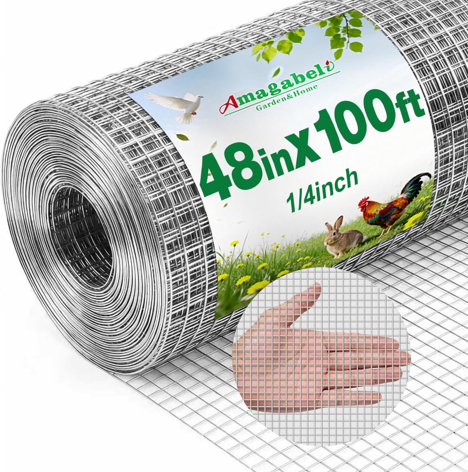 Amagabeli Hardware Cloth 1/2 inch 36 x 100 ft 19 Gauge Chicken Wire Fence Hot-Dipped Galvanized After Welding Welded Wire Fencing Mesh Roll Garden Plant Support Poultry Rabbit Cage Snake Gopher