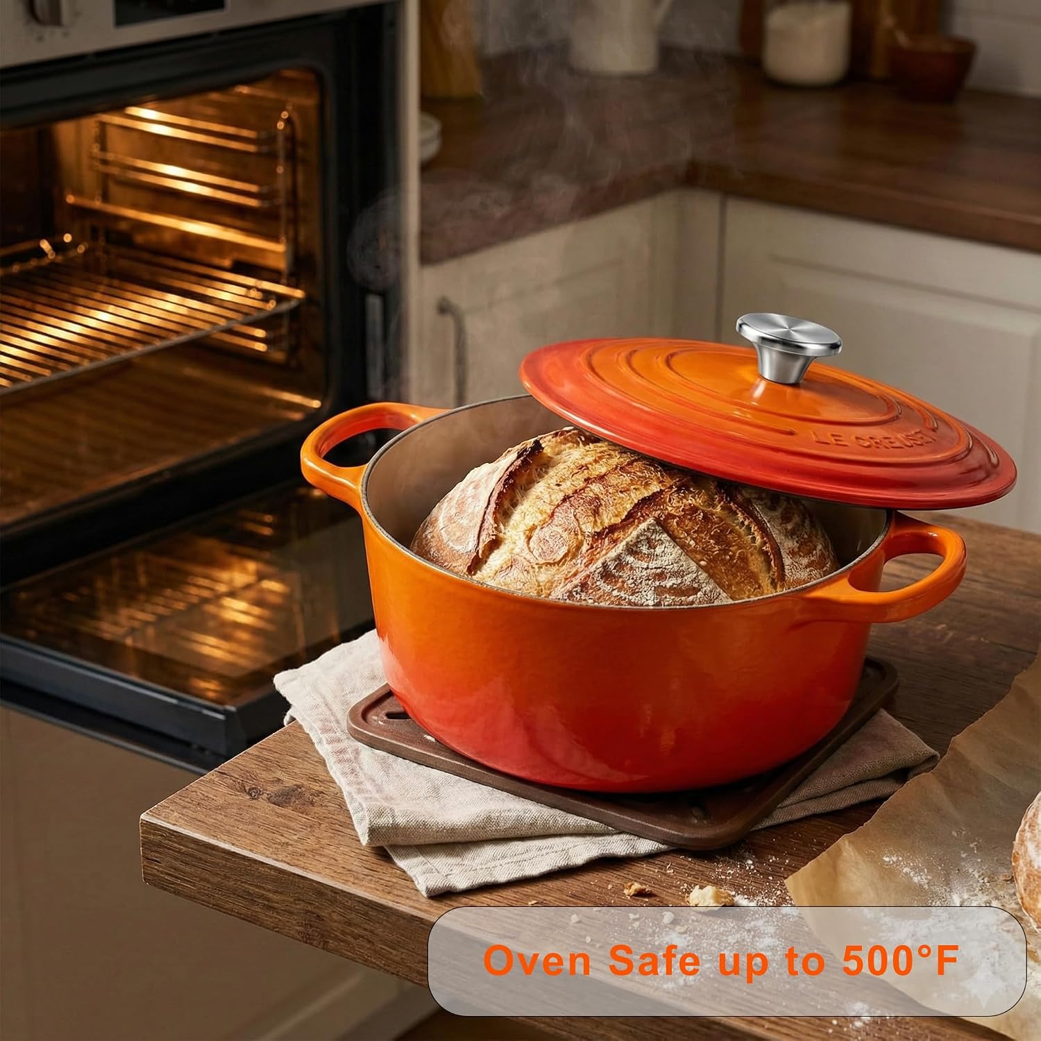 HUASAI Stainless Steel Replacement Handle compatible with Le Creuset,Aldi,Lodge, and other Enameled Cast-Iron Dutch Oven
