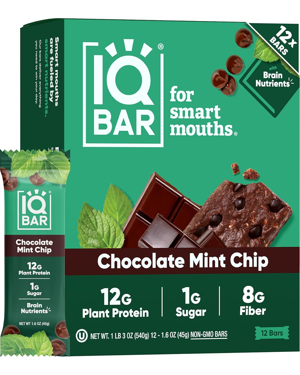 IQBAR Clean Protein Bars, Low Sugar Keto, Banana Nut 12-Count
