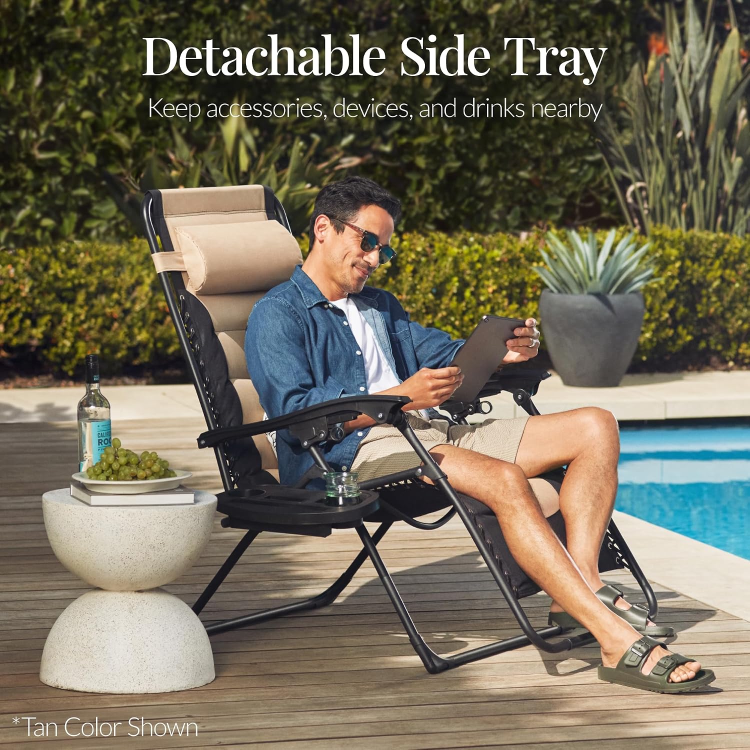 Best Choice Products Oversized Padded Zero Gravity Chair, Folding Outdoor Patio Recliner, XL Anti Gravity Lounger for Backyard w/Headrest, Cup Holder