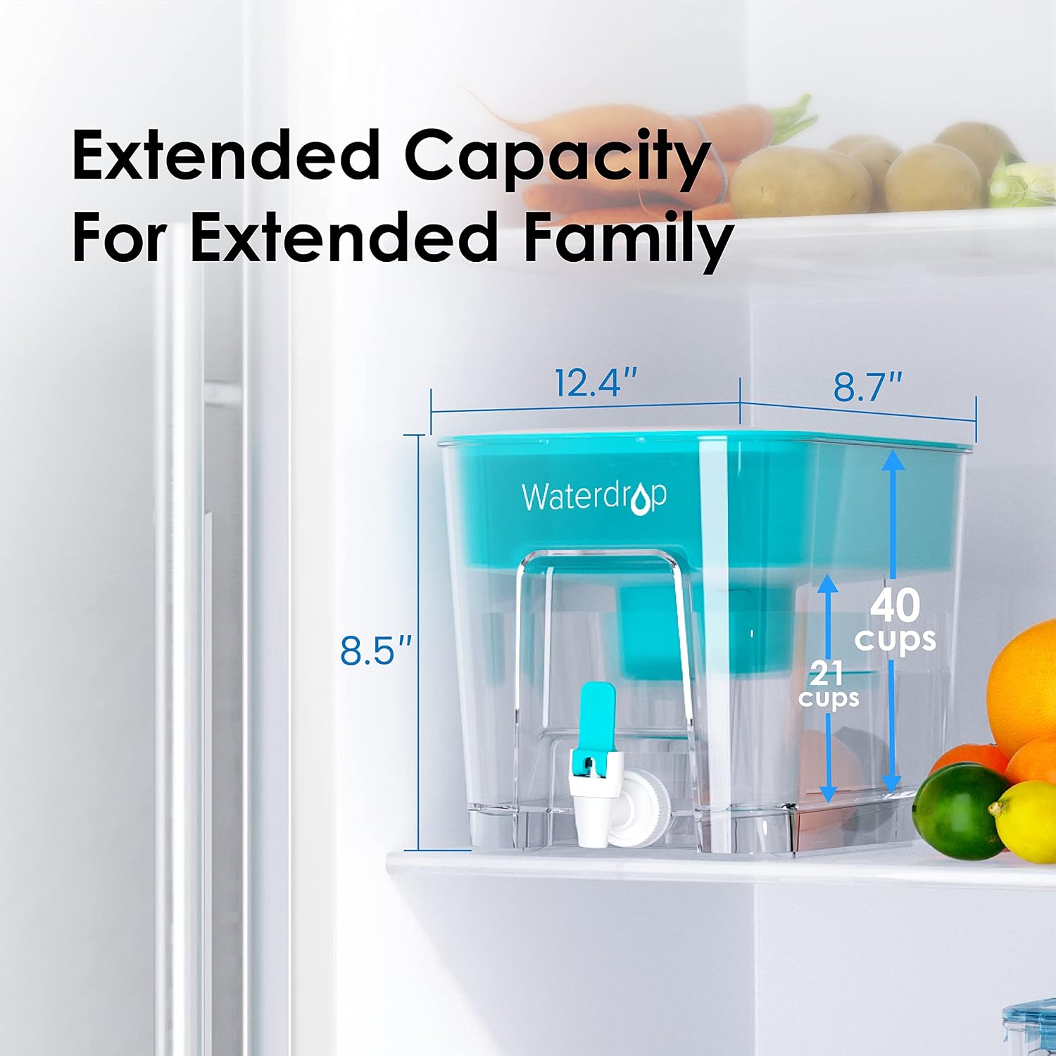 Waterdrop WFD-22L Large Water Filter Dispenser, 40-Cup Capacity, Black