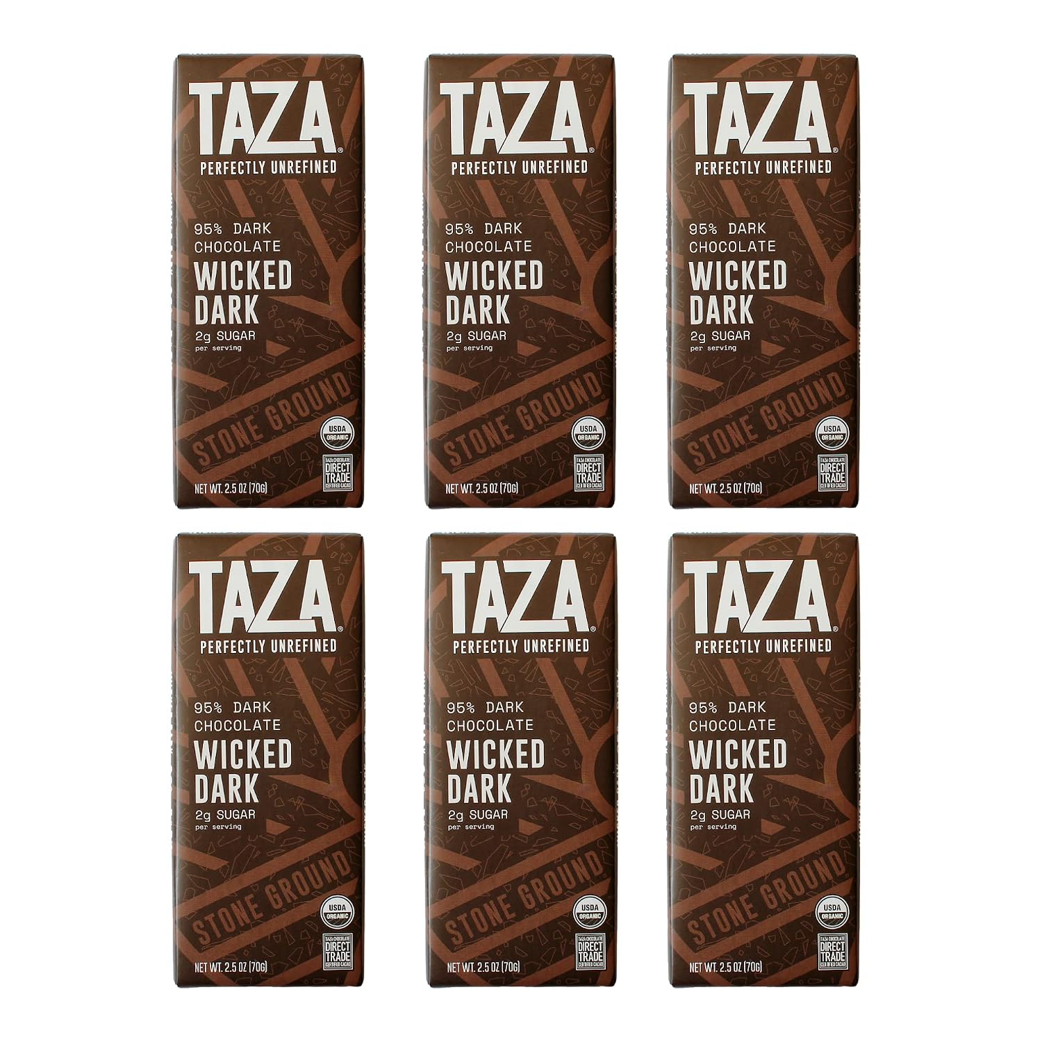 Taza Chocolate, 95% Wicked Dark Amaze Bar, 2.5 oz bars, case of 10