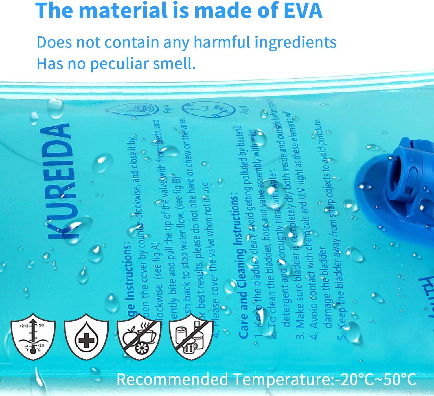 KUREIDA Hydration Bladder 2L-3L, Leak Proof Water Reservoir, BPA Free, Wide Opening