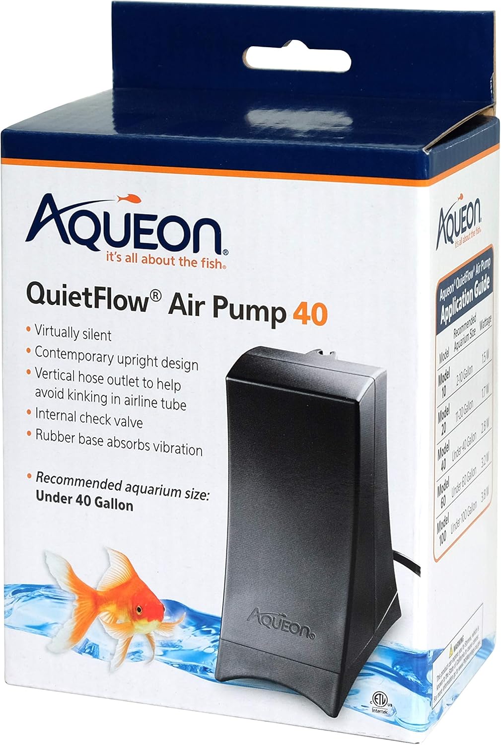 Aqueon QuietFlow Aquarium Air Pump 10, For 2-10 Gallon Tanks, Black