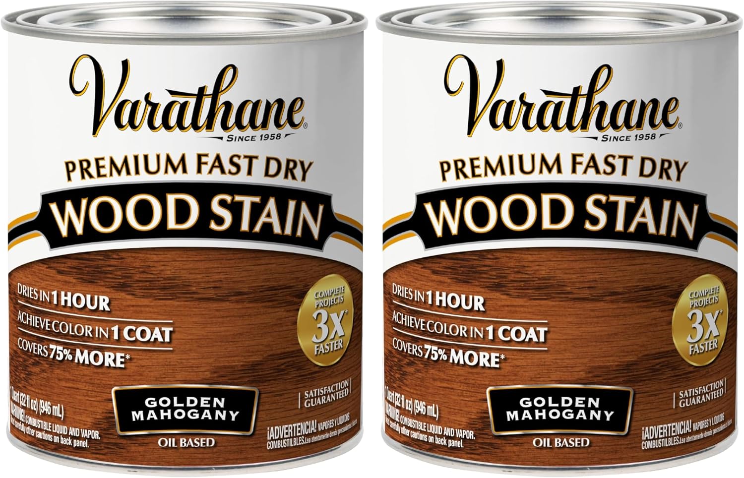 Varathane Premium Fast Dry Weathered Gray Wood Stain | Oil-Based, 1 Coat Color, 1 Hour Dry Time, Interior Wood Stain, Furniture, Cabinets, Doors, Covers Up to 275 Sq Ft, Quart